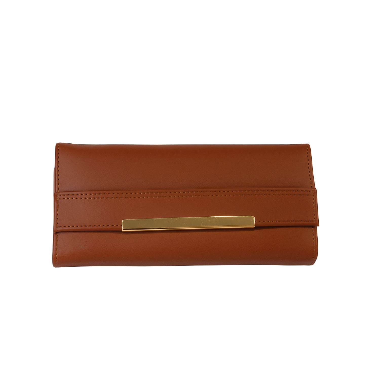 Sage Sleek Clutch with Gold Accent Bar – Minimalist Elegance
