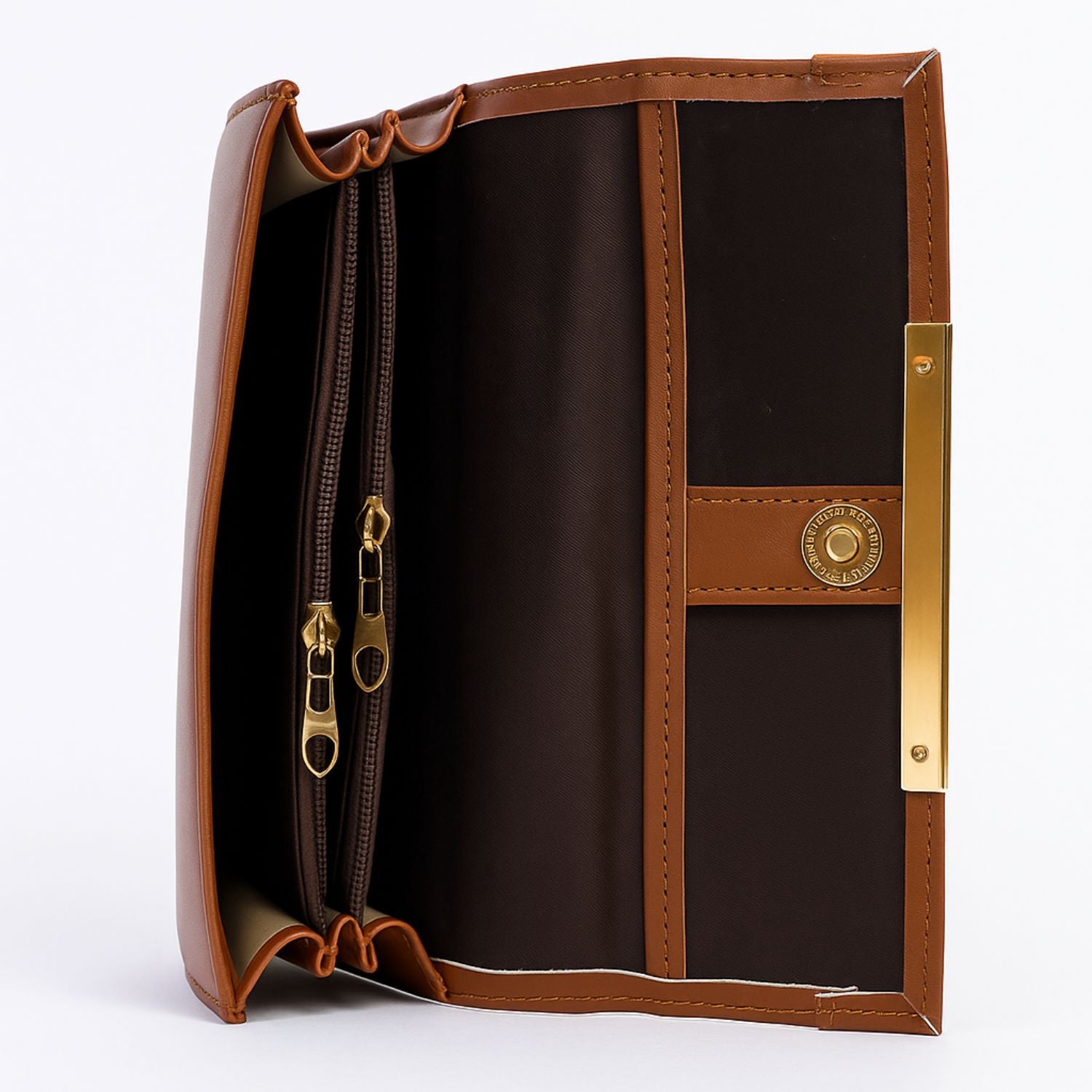 Sage Sleek Clutch with Gold Accent Bar – Minimalist Elegance