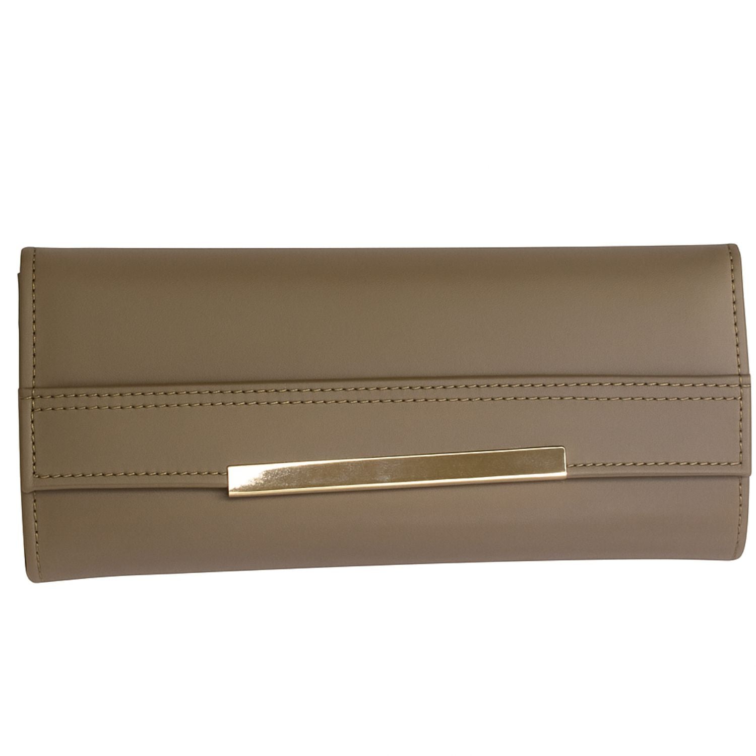 Sage Sleek Clutch with Gold Accent Bar – Minimalist Elegance