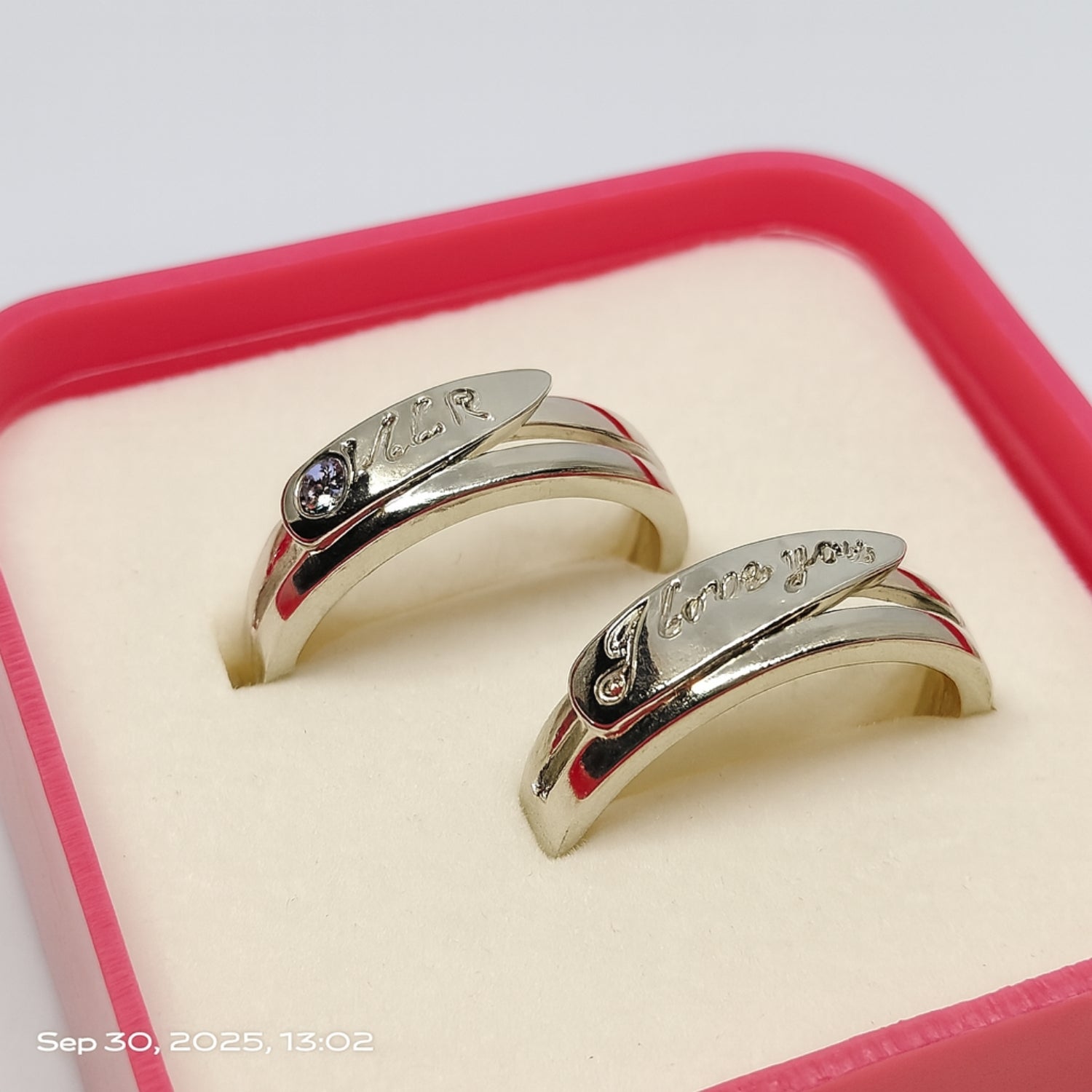 Couple Rings — “I Love You / 1314” Engraved Silver-Tone Pair