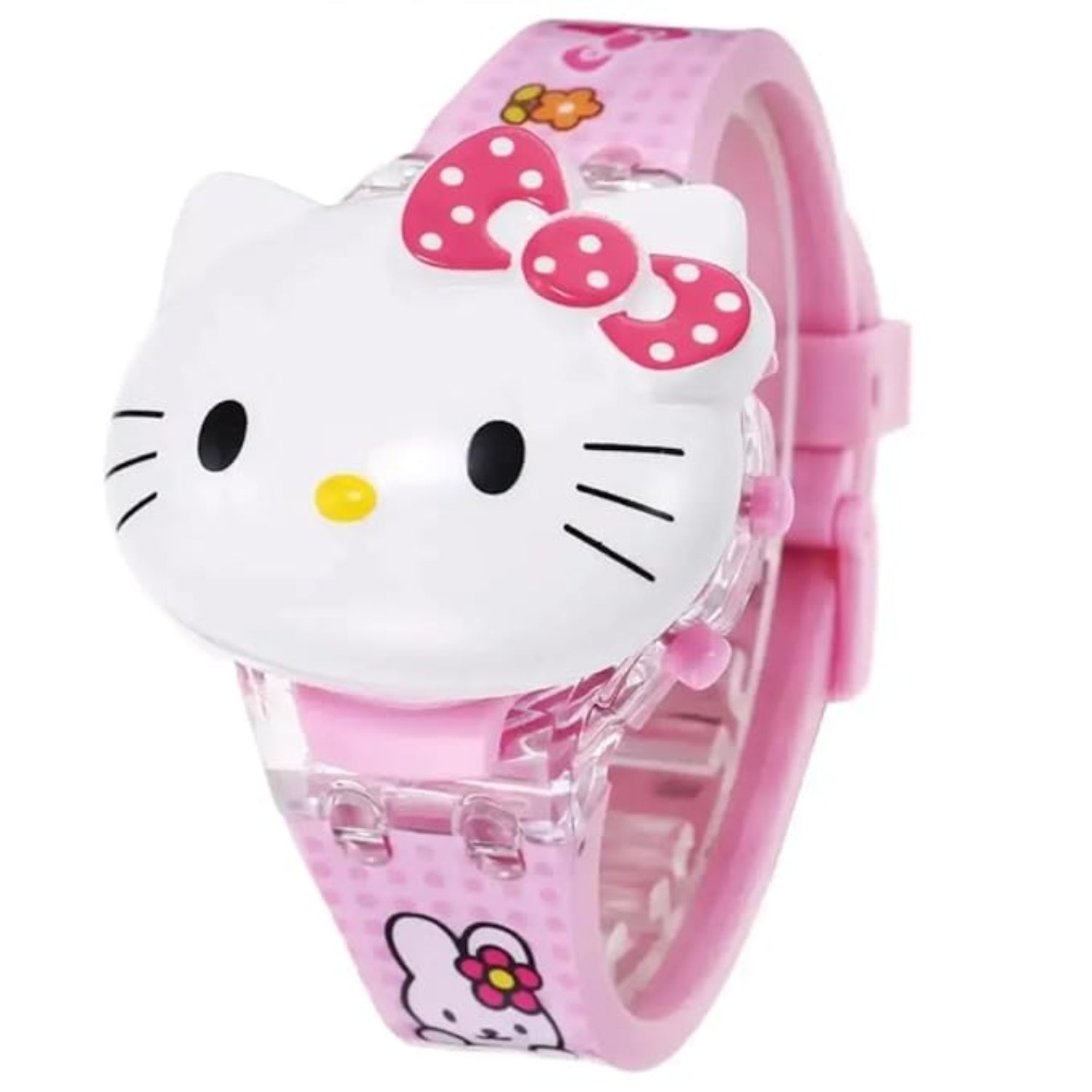 3D Kitty Cat Character Multicolored Glowing Light and Musical Digital Girl's Wrist Watch | Unique Cute Cartoon Character on Strap | Soft Silicone Strap | Suitable for Age 3-12 Year Kids