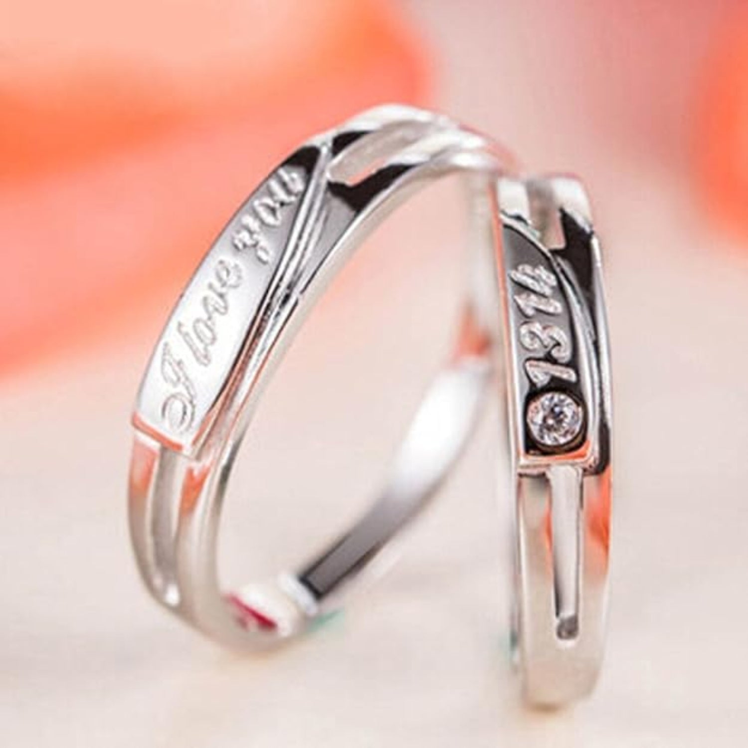 Couple Rings — “I Love You / 1314” Engraved Silver-Tone Pair