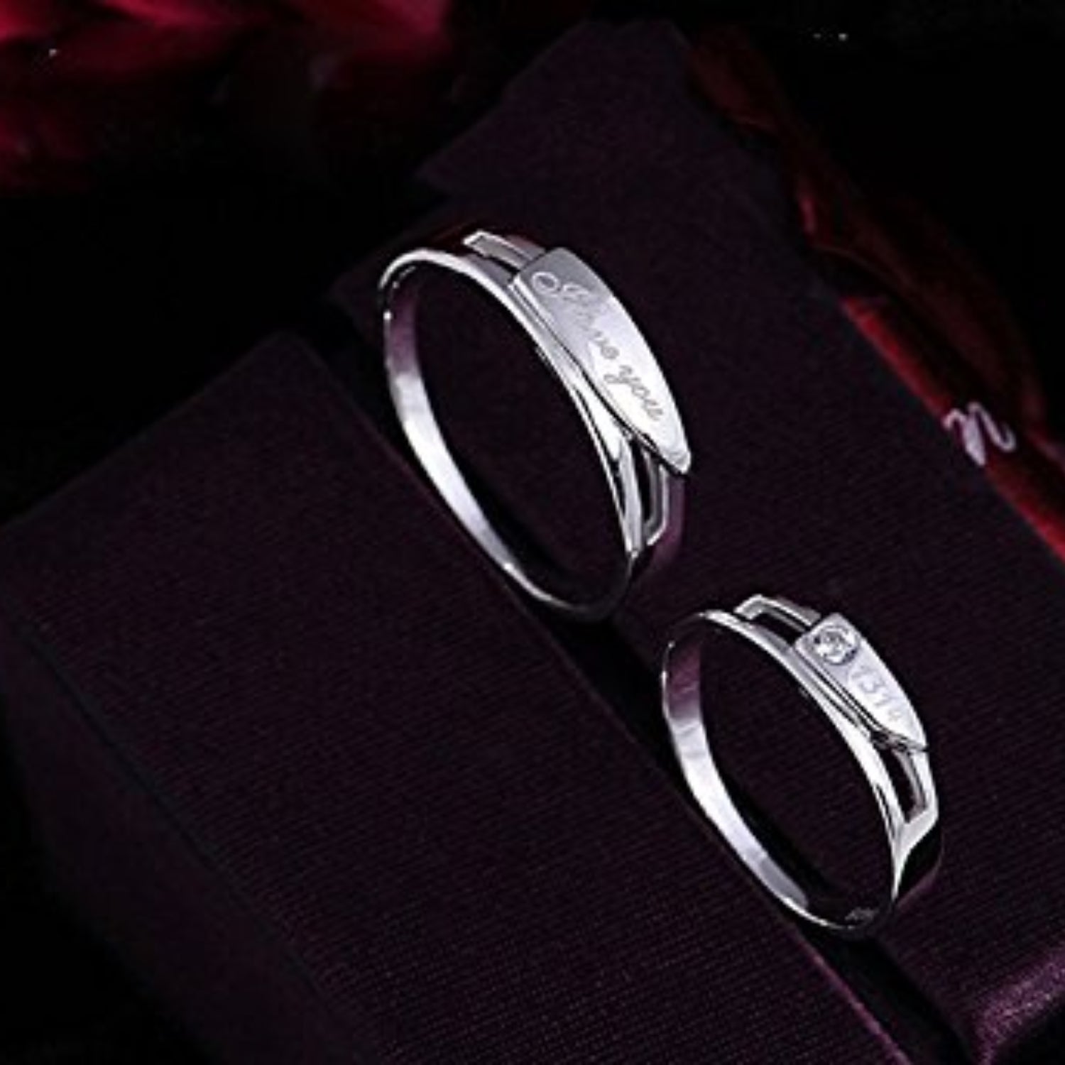 Couple Rings — “I Love You / 1314” Engraved Silver-Tone Pair