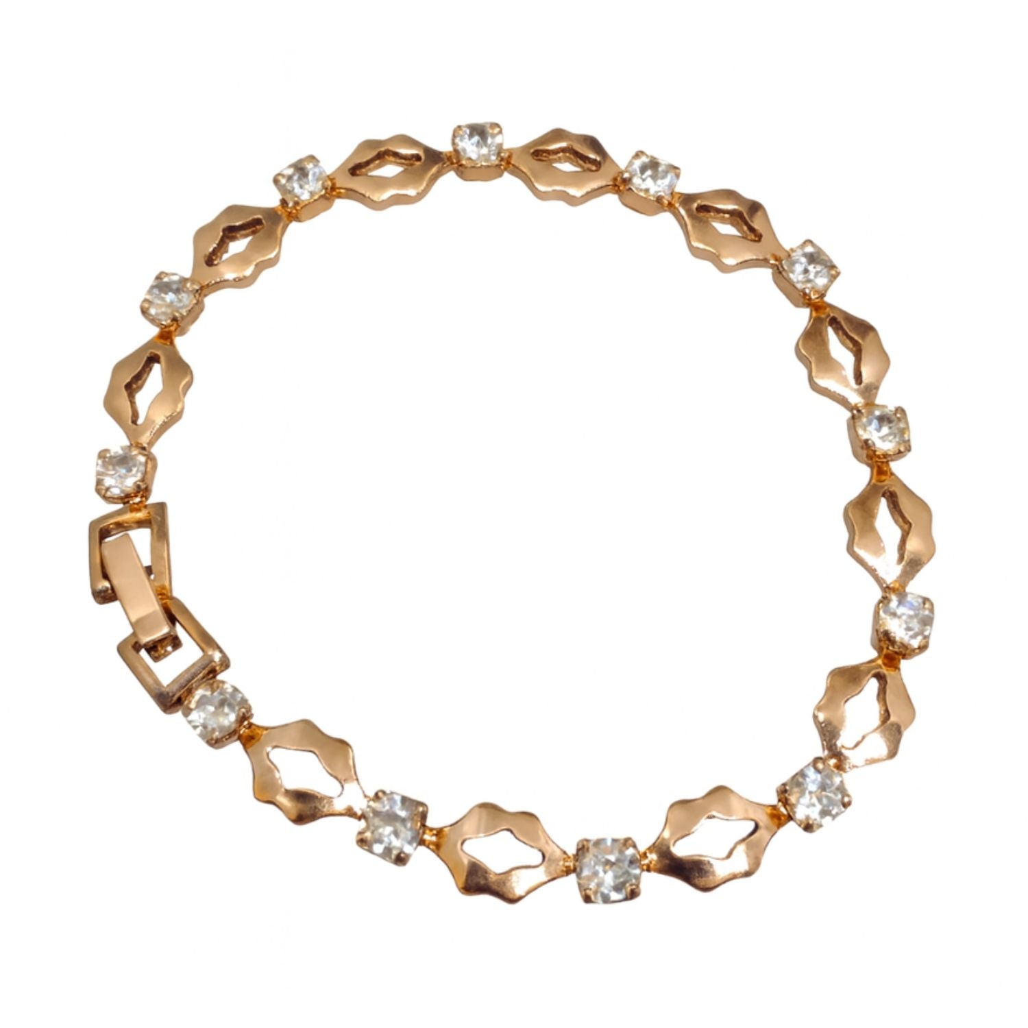 Rose Gold Floral Link Bracelet – Delicate Crystal Bracelet for Women & Girls