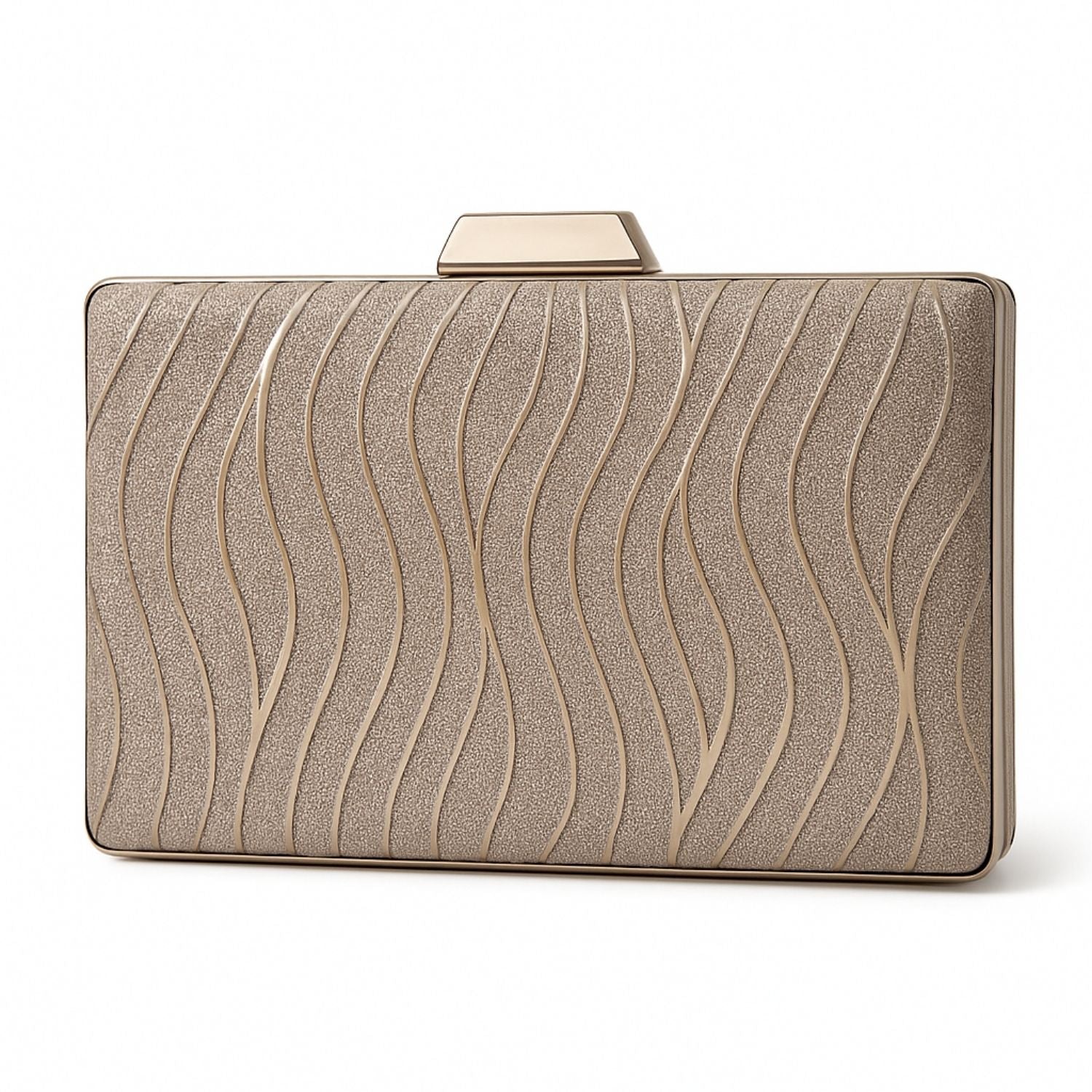 Champagne Gold Glitter Clutch – Radiant Evening Handbag for Women