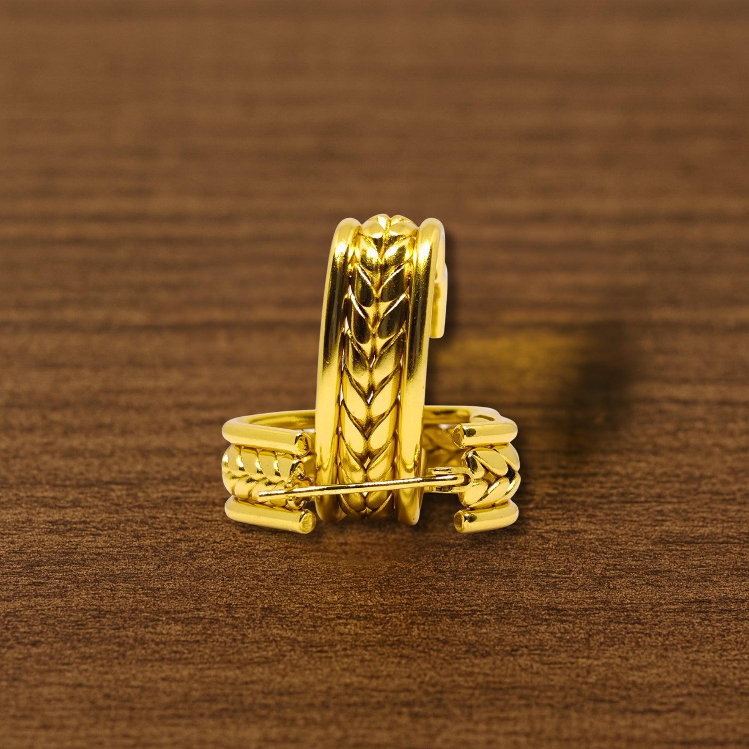 Braided Rope Triple-Row Hoop Earrings (Gold-Tone)