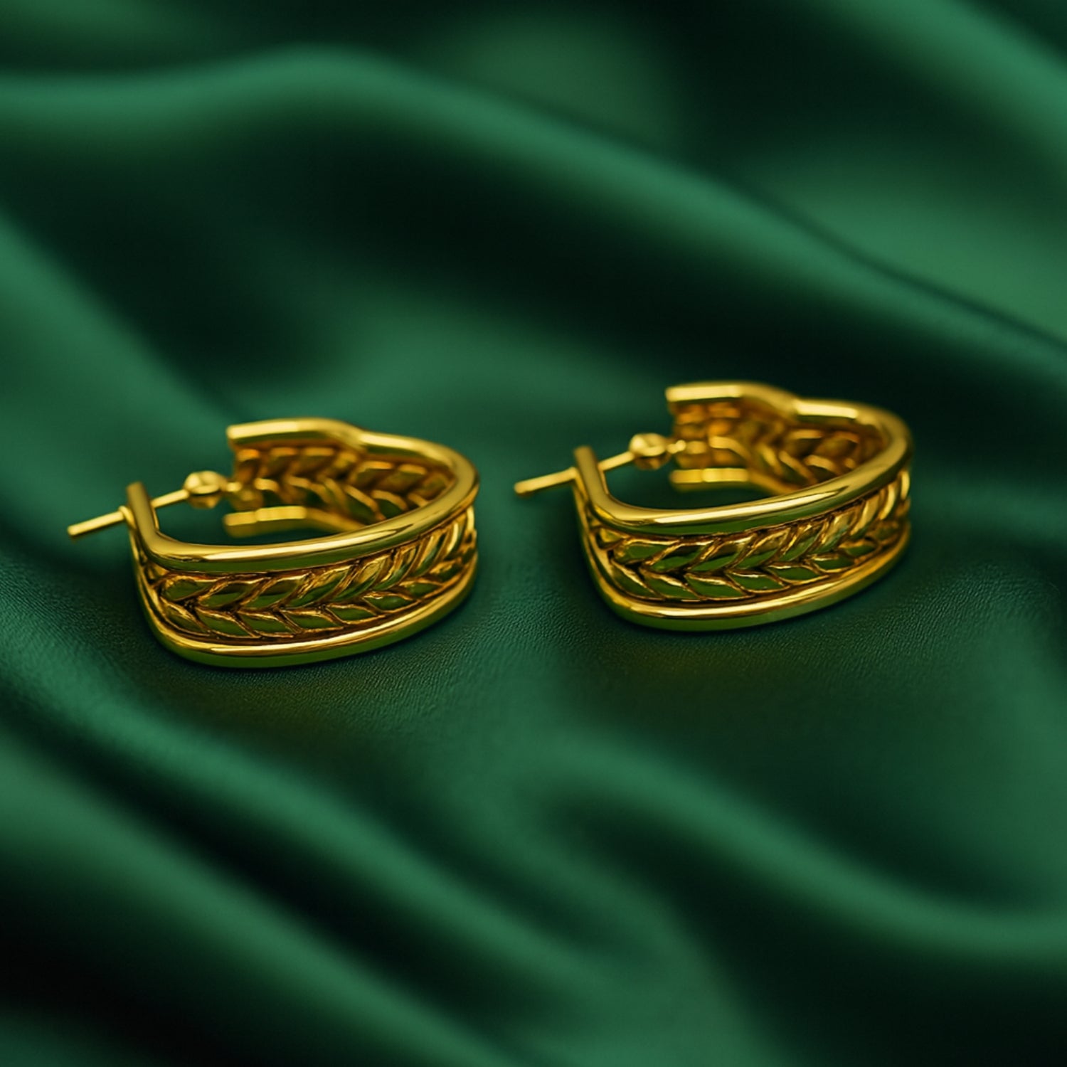 Braided Rope Triple-Row Hoop Earrings (Gold-Tone)