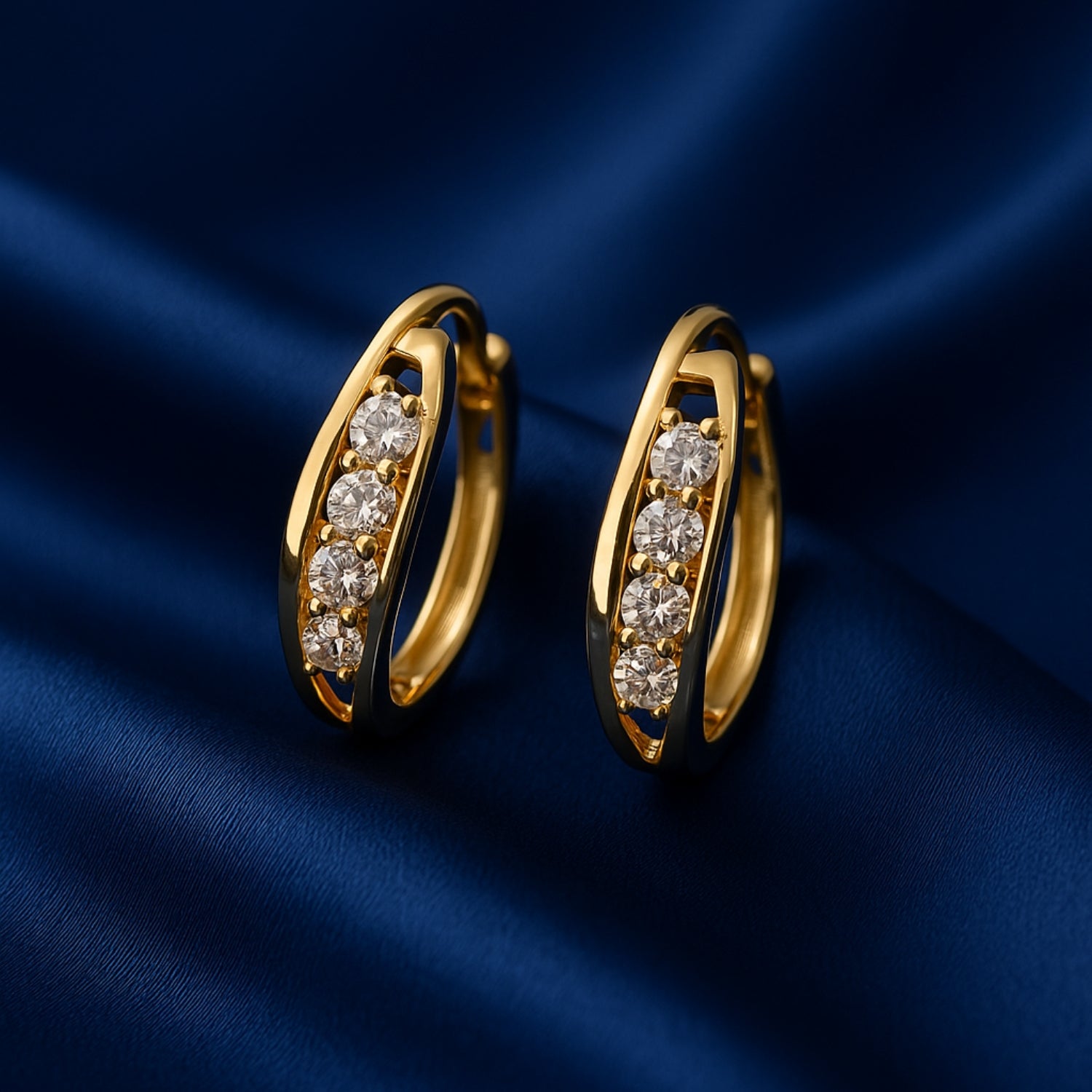 Contour Pavé Huggie Hoop Earrings (Gold-Tone)