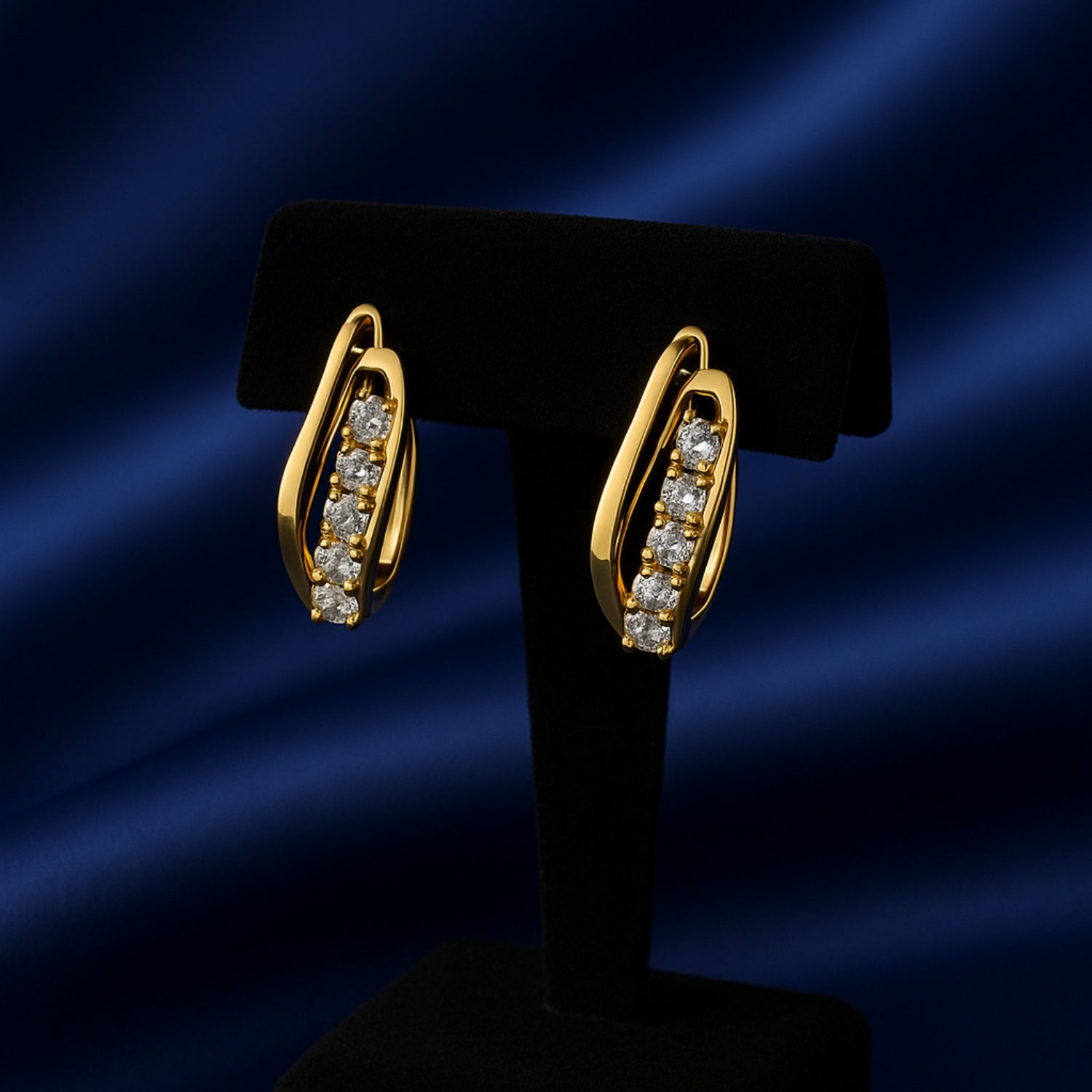 Contour Pavé Huggie Hoop Earrings (Gold-Tone)