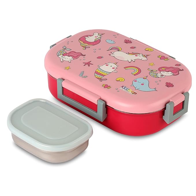 CELLO Kidzbee Apollo Best Pals Plastic Insulated Kids Lunch Box with Inner Steel | 3D Touch & Feel Designs Tiffin Box | Leak Proof & Break Resistant | Dishwasher Safe | 700ml