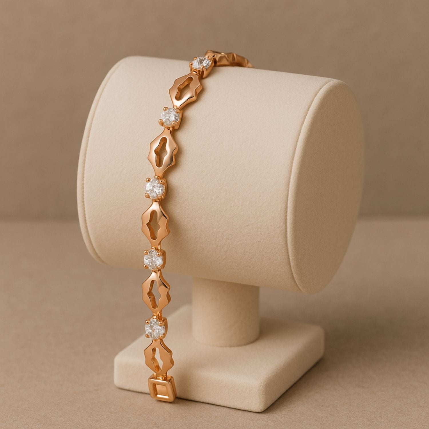 Rose Gold Floral Link Bracelet – Delicate Crystal Bracelet for Women & Girls