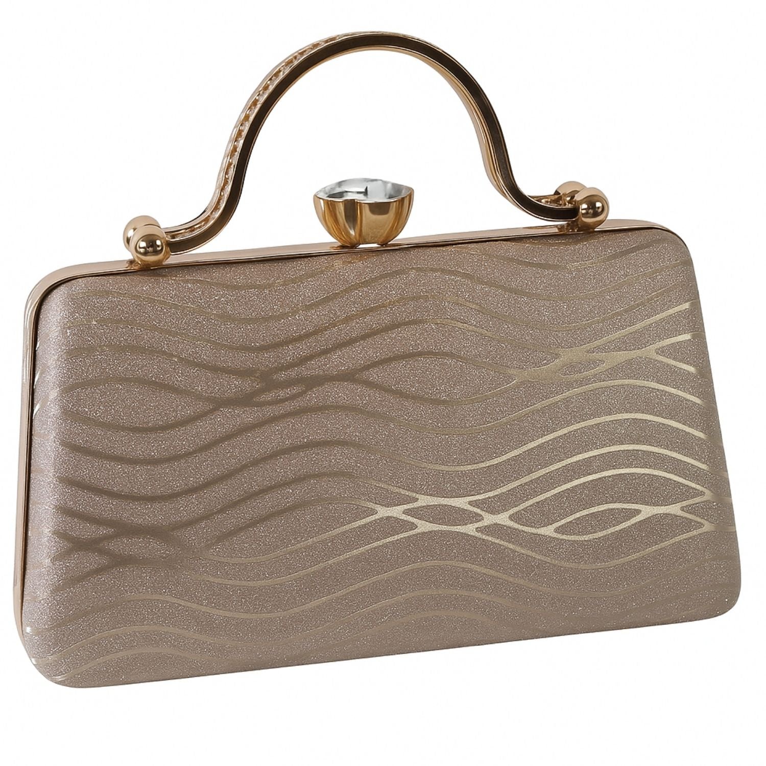 Golden Glitter Clutch Bag with Handle – Elegant Party Handbag for Women