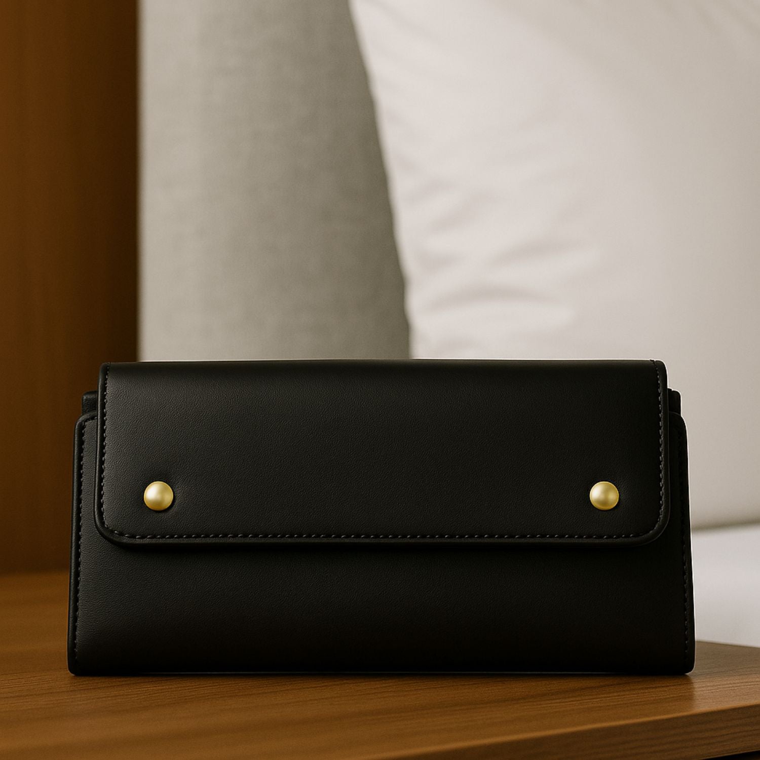 Women’s Long Wallet Clutch – Glossy PU Leather with Removable Zip Pouch, 10+ Card Slots, ID Window & Multi-Snap Closure (Blush Pink)