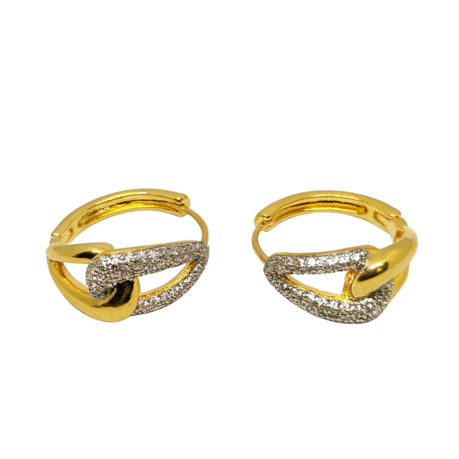 Women’s Interlocking Knot Huggie Hoop Earrings – Gold & Silver-Tone with Pavé Sparkle, Lightweight Small Hoops with Secure Latch-Back for Daily & Party Wear