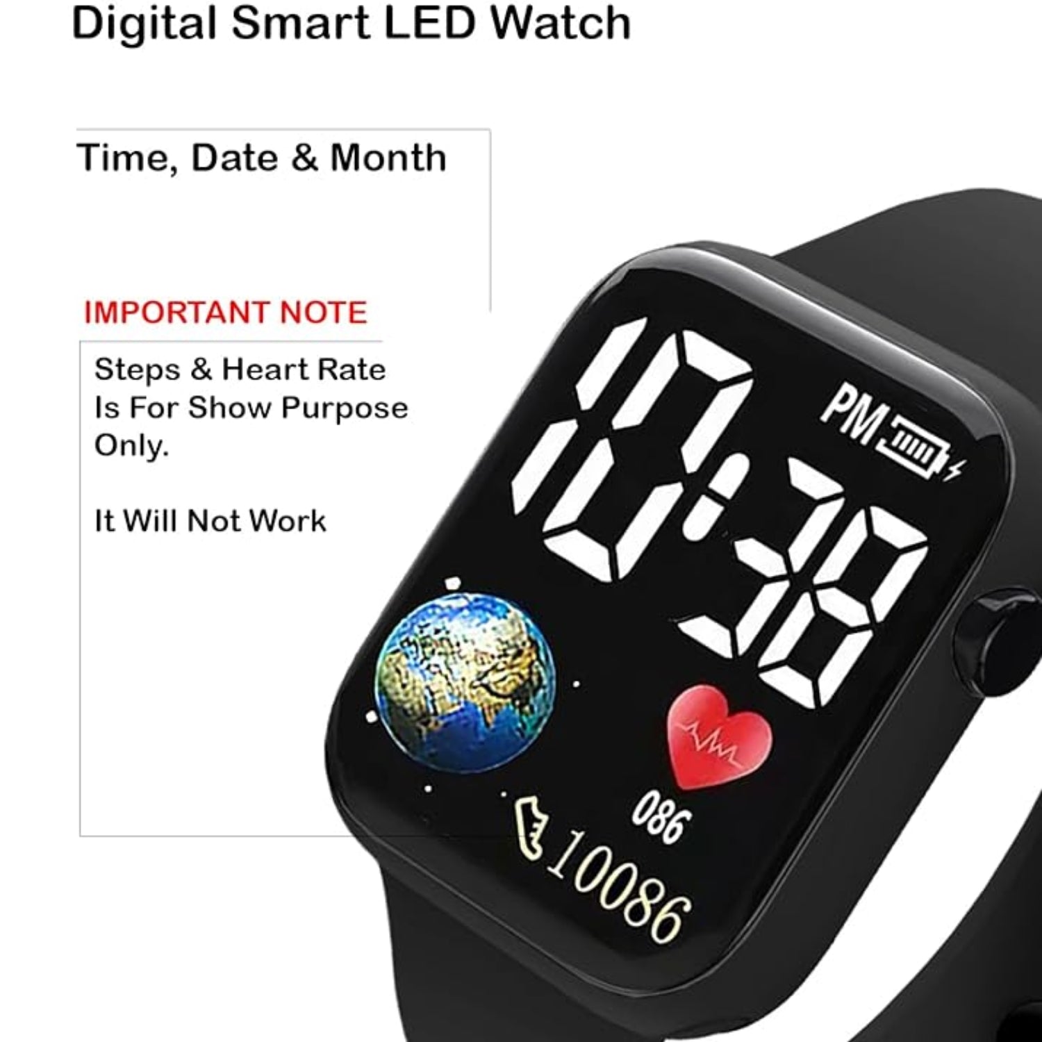 Kids Digital Toy Watch for Boys & Girls | LED Display Time Watch | Cartoon Style Silicone Strap Watch Fitness icons are for design and visual effect only, not real tracking functions