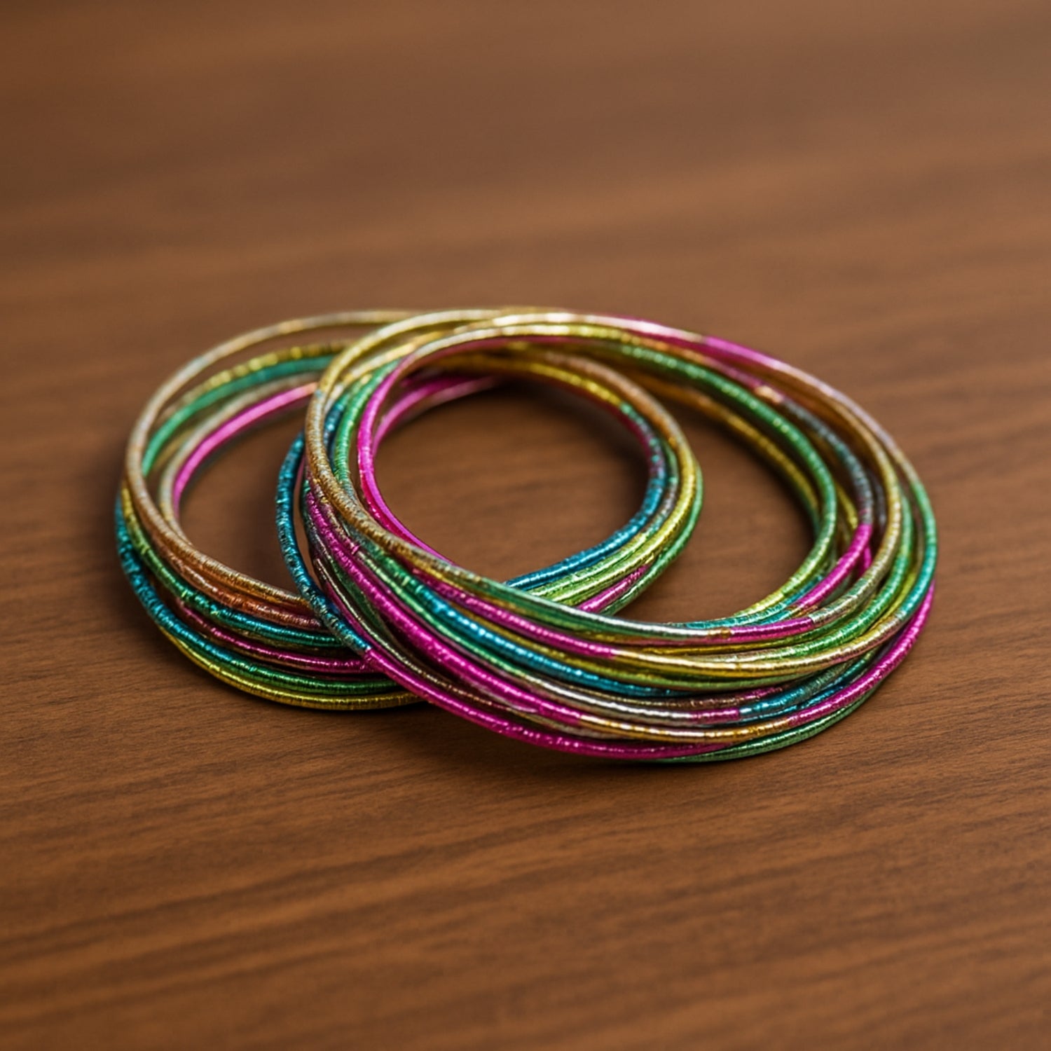 Product Title Women’s Multicolor Metal Bangles Set | Thin Daily Wear Tangle Style Stackable Bangles | Traditional & Party Wear Fashion Jewellery | Lightweight & Comfortable (Set of two))