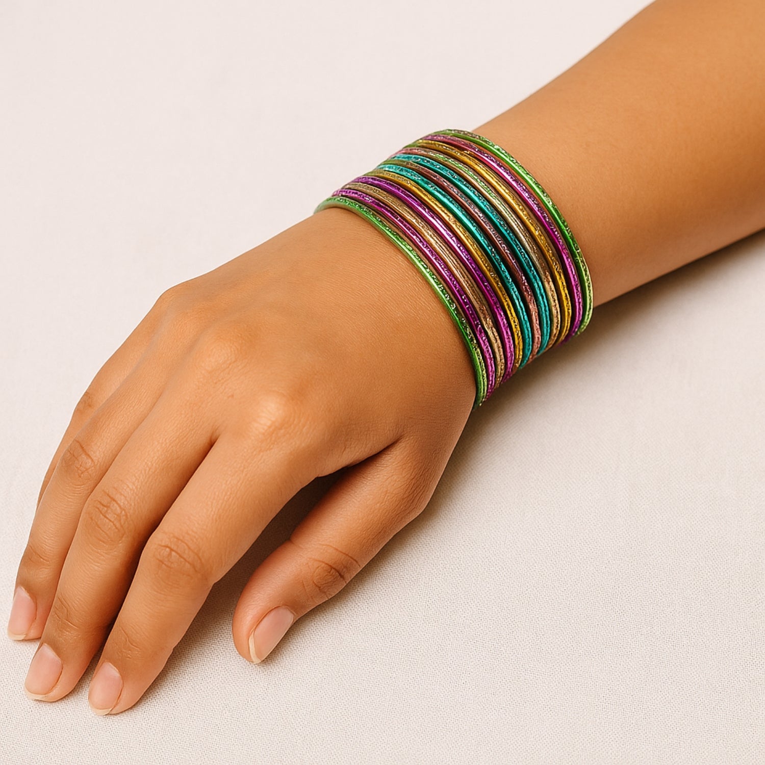 Product Title Women’s Multicolor Metal Bangles Set | Thin Daily Wear Tangle Style Stackable Bangles | Traditional & Party Wear Fashion Jewellery | Lightweight & Comfortable (Set of two))