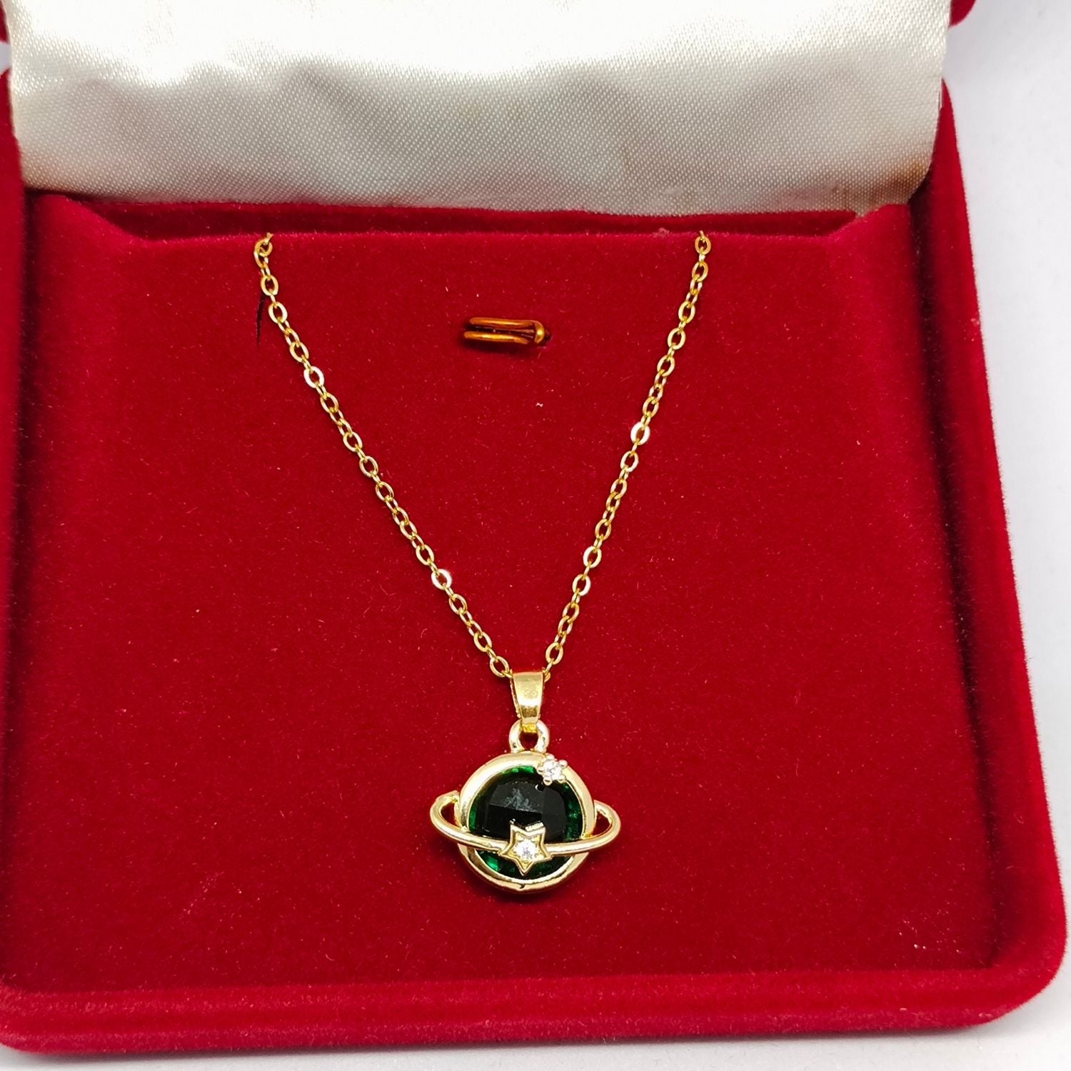 Celestial Charm Green Planet Pendant for Women