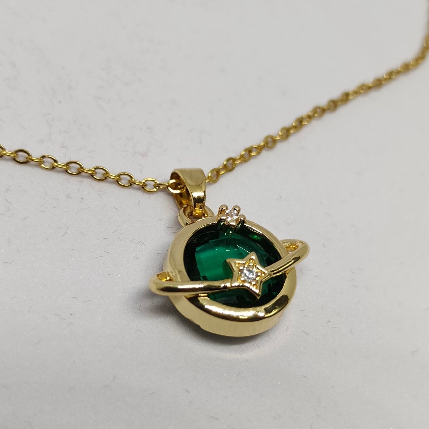 Celestial Charm Green Planet Pendant for Women