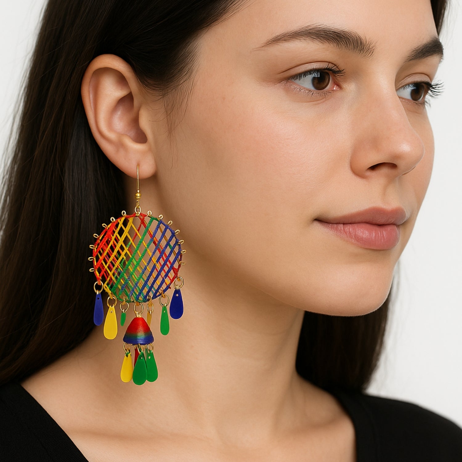Handmade Multicolor Thread Work Dangle Earrings for Women & Girls | Boho Ethnic Statement Earrings with Colorful Beads & Teardrop Charms | Lightweight Festival & Party Jewelry