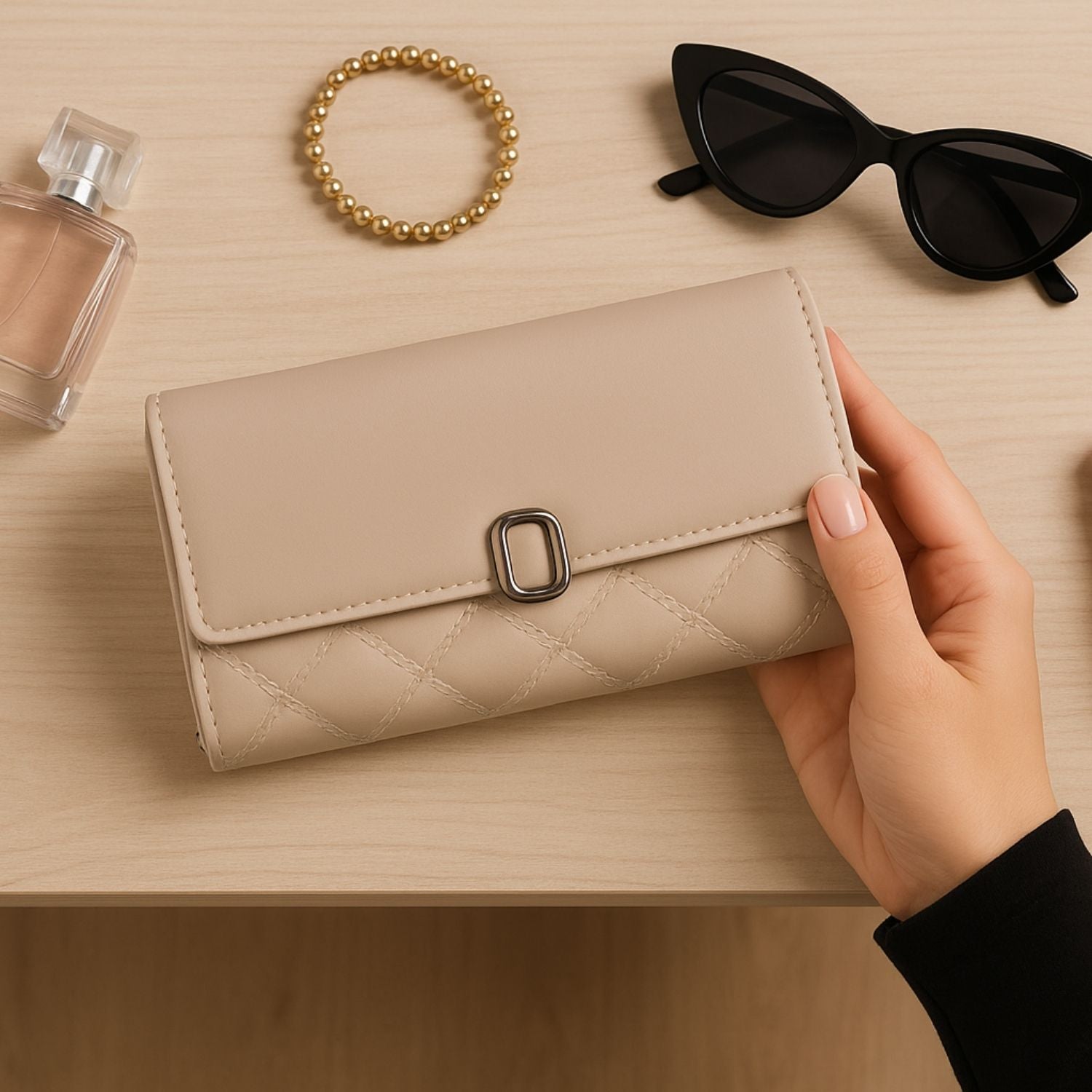 Elegant Quilted Wallet for Women – With Gift Box