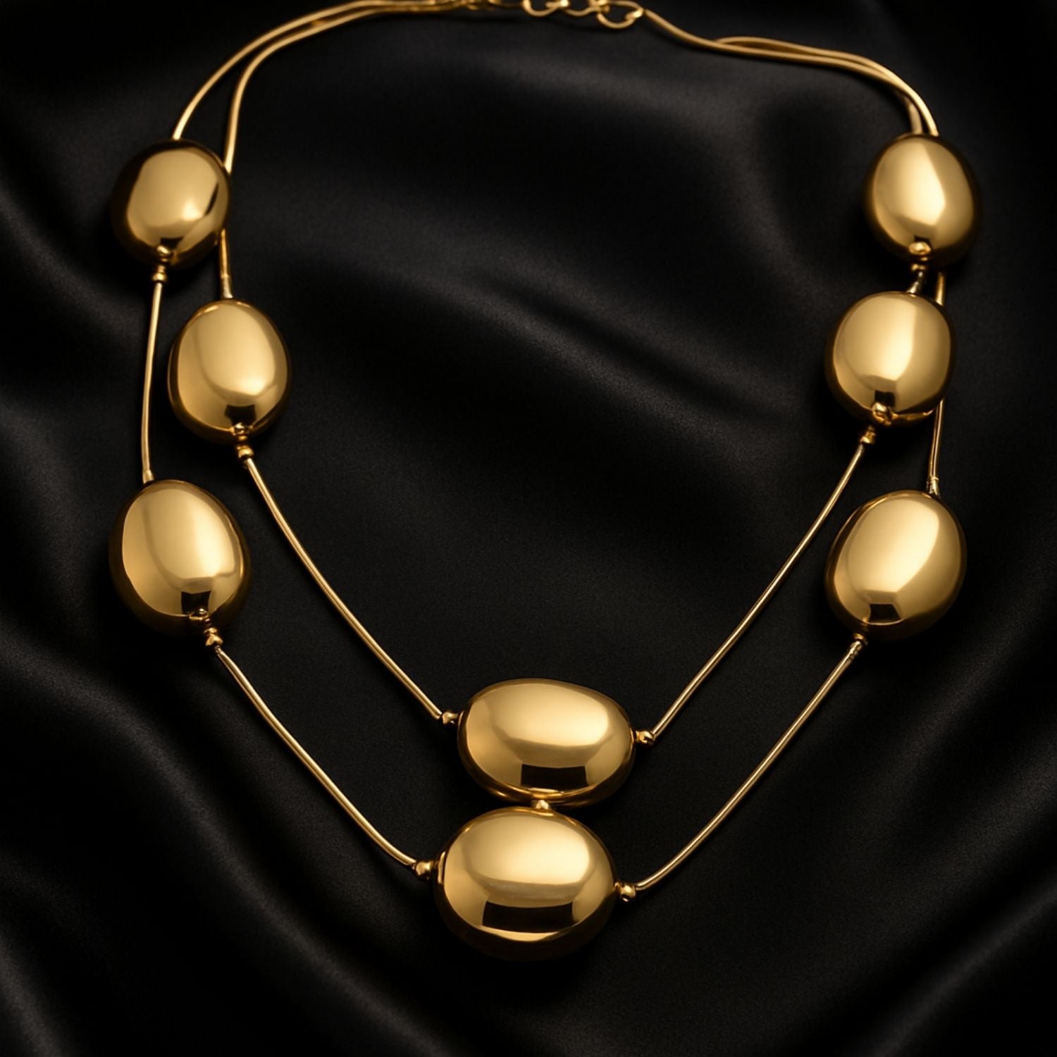 Premium Golden Gloss Bead Pendant Necklace for Women