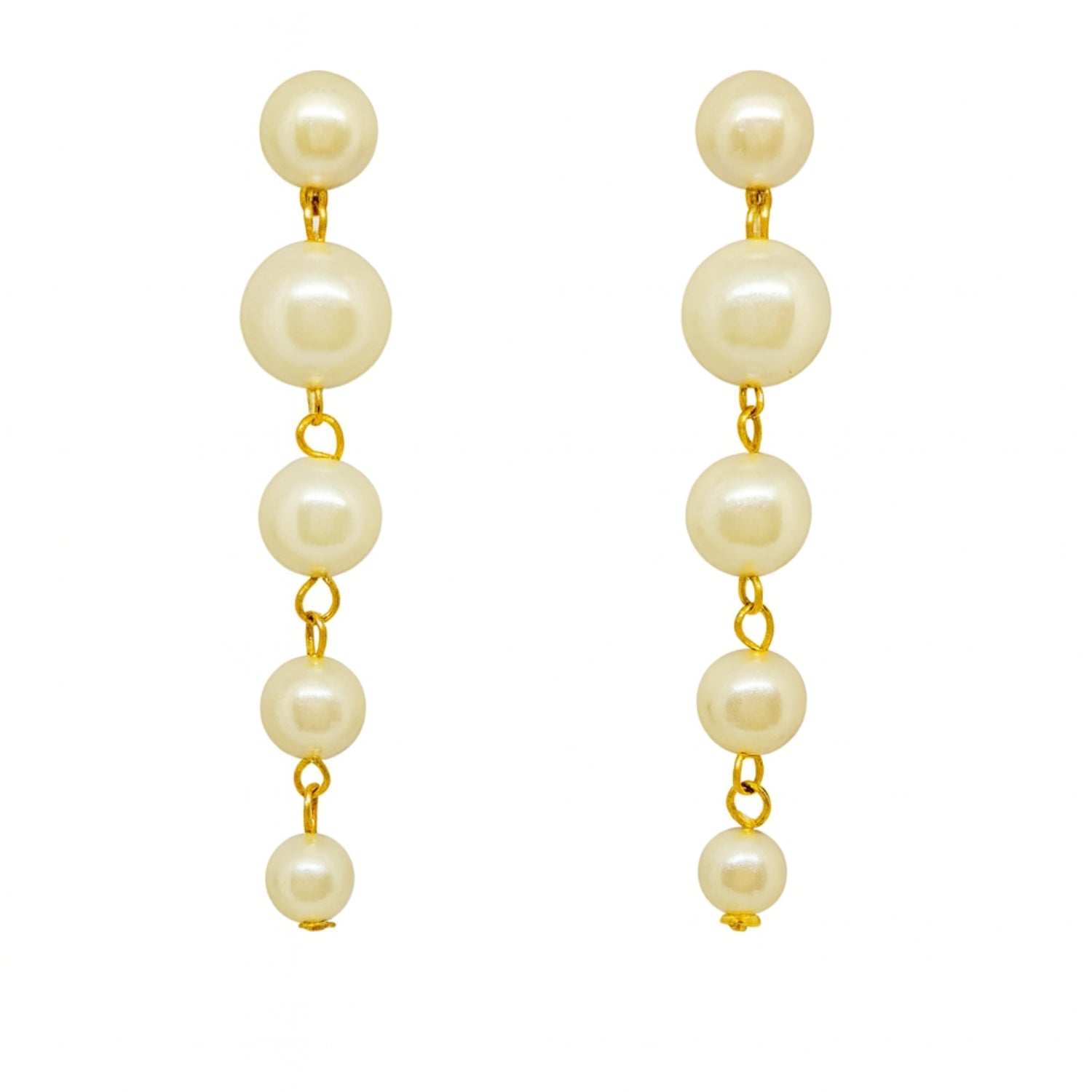 Long Pearl Drop Earrings for Women & Girls | Elegant Gold-Tone Chain Dangling Earrings | Lightweight Party, Wedding & Daily Wear Jewellery