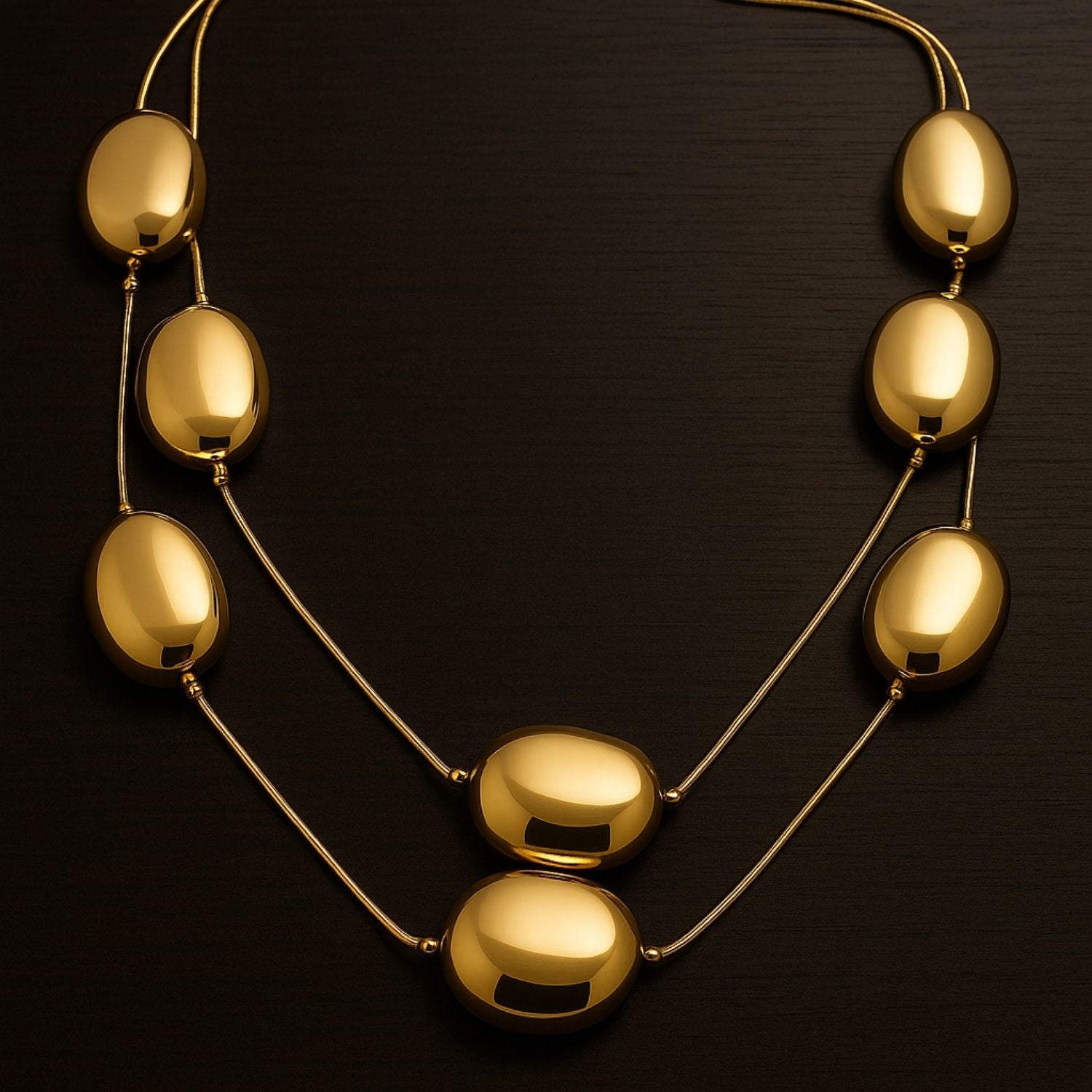 Premium Golden Gloss Bead Pendant Necklace for Women