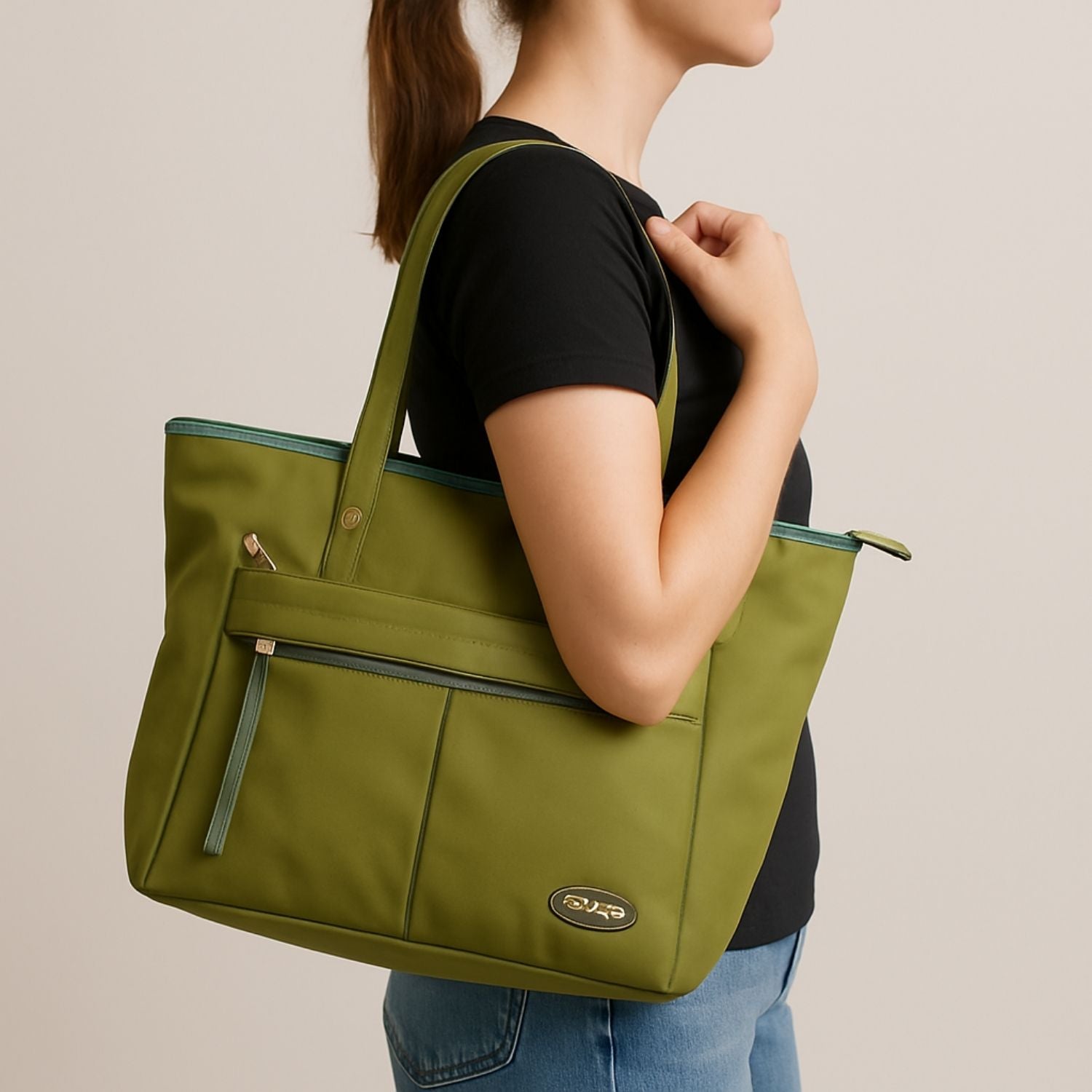 Olive Green Women's Tote Bag – Spacious & Stylish Shoulder Carryall