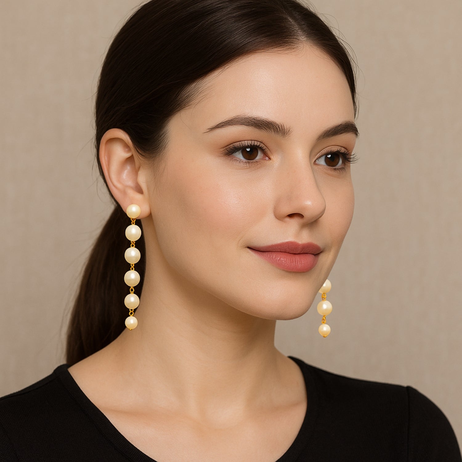 Long Pearl Drop Earrings for Women & Girls | Elegant Gold-Tone Chain Dangling Earrings | Lightweight Party, Wedding & Daily Wear Jewellery