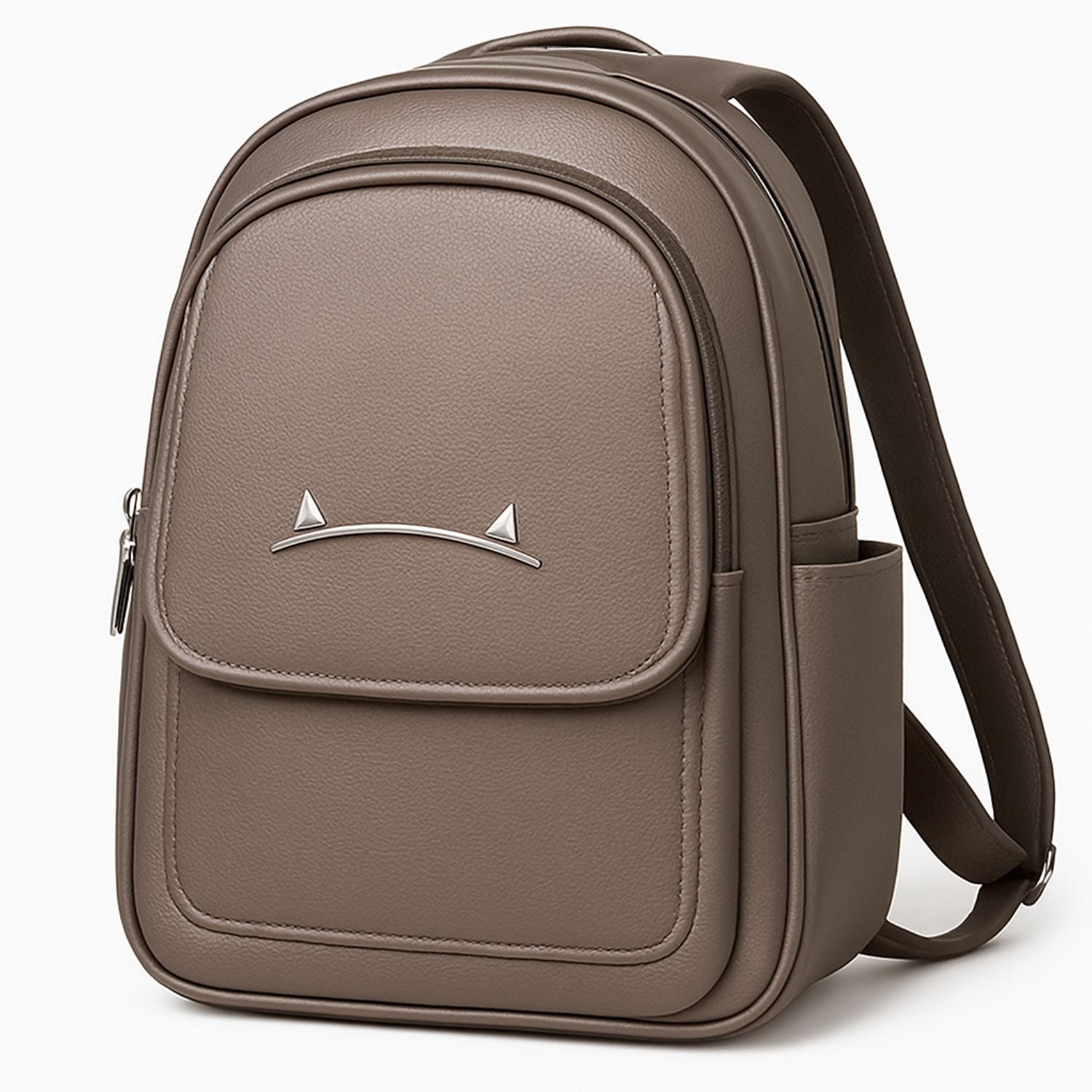 Elegant Taupe Faux-Leather Women’s Backpack – Chic & Functional Everyday Bag