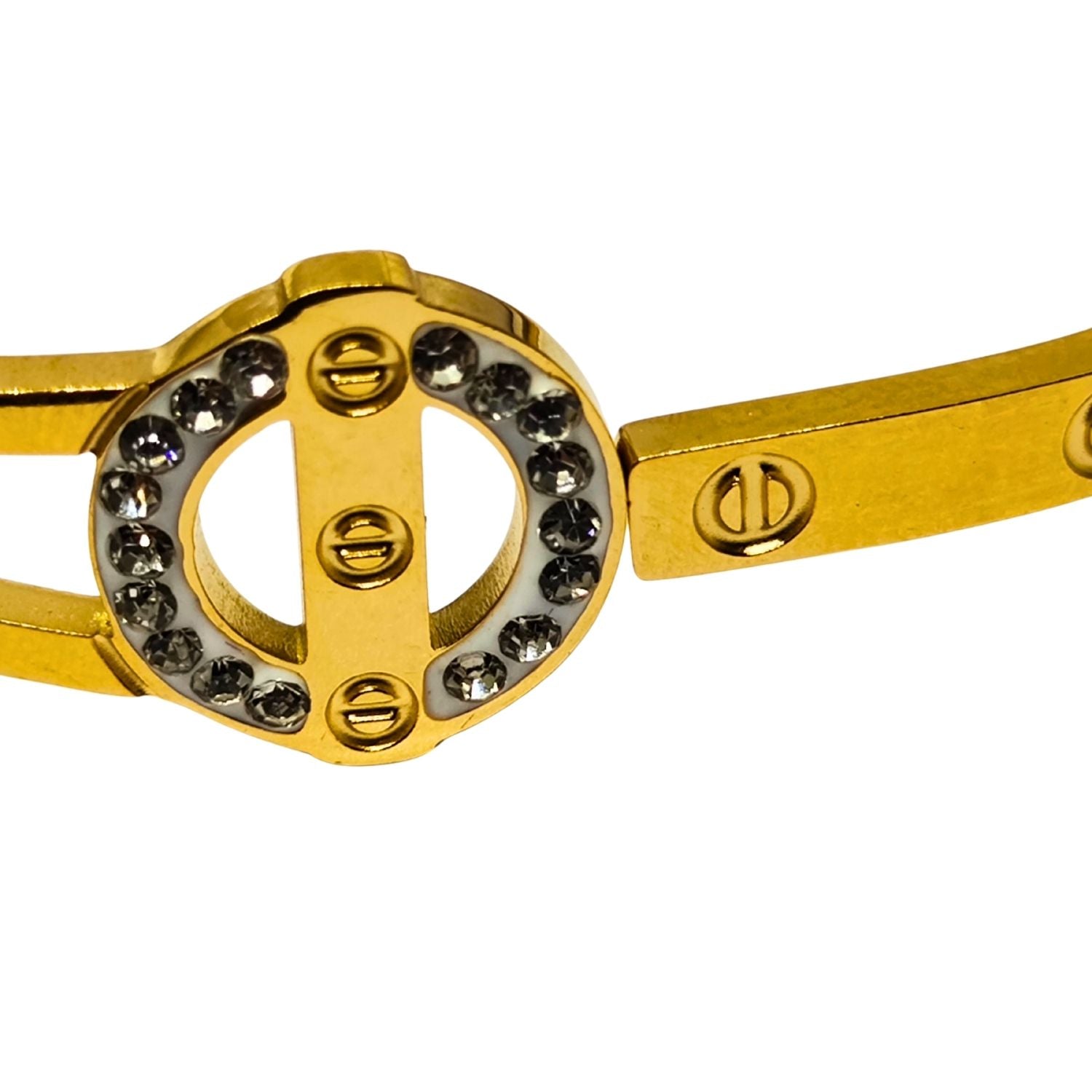 Gold Designer Screw Motif Bangle Bracelet – Sleek Modern Jewelry for Women & Girls