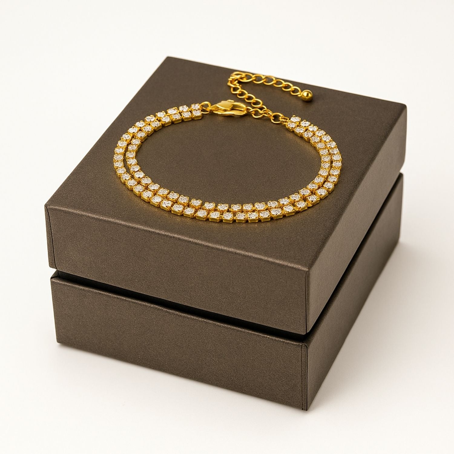 Gold-Plated Double Layer Diamond-Cut Anklet for Women & Girls
