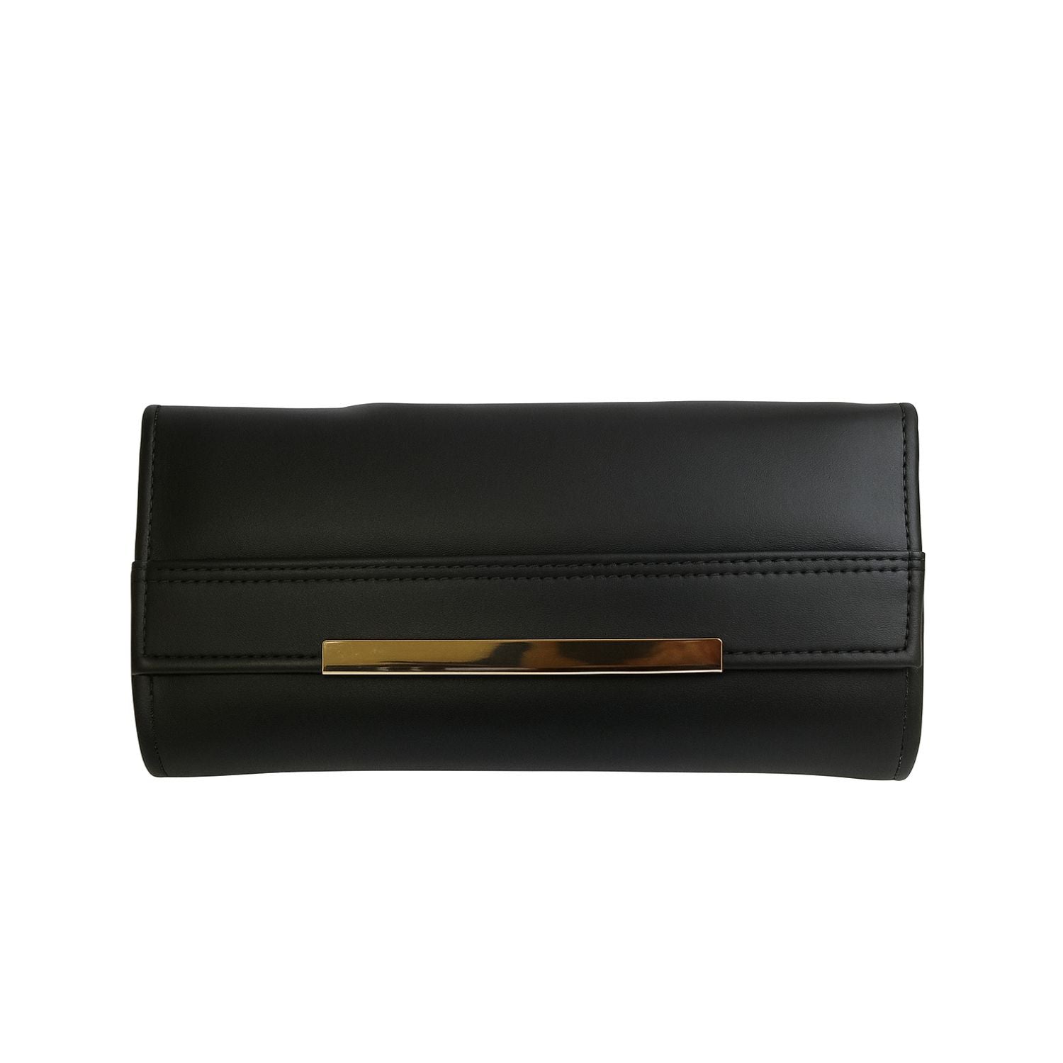 Sage Sleek Clutch with Gold Accent Bar – Minimalist Elegance