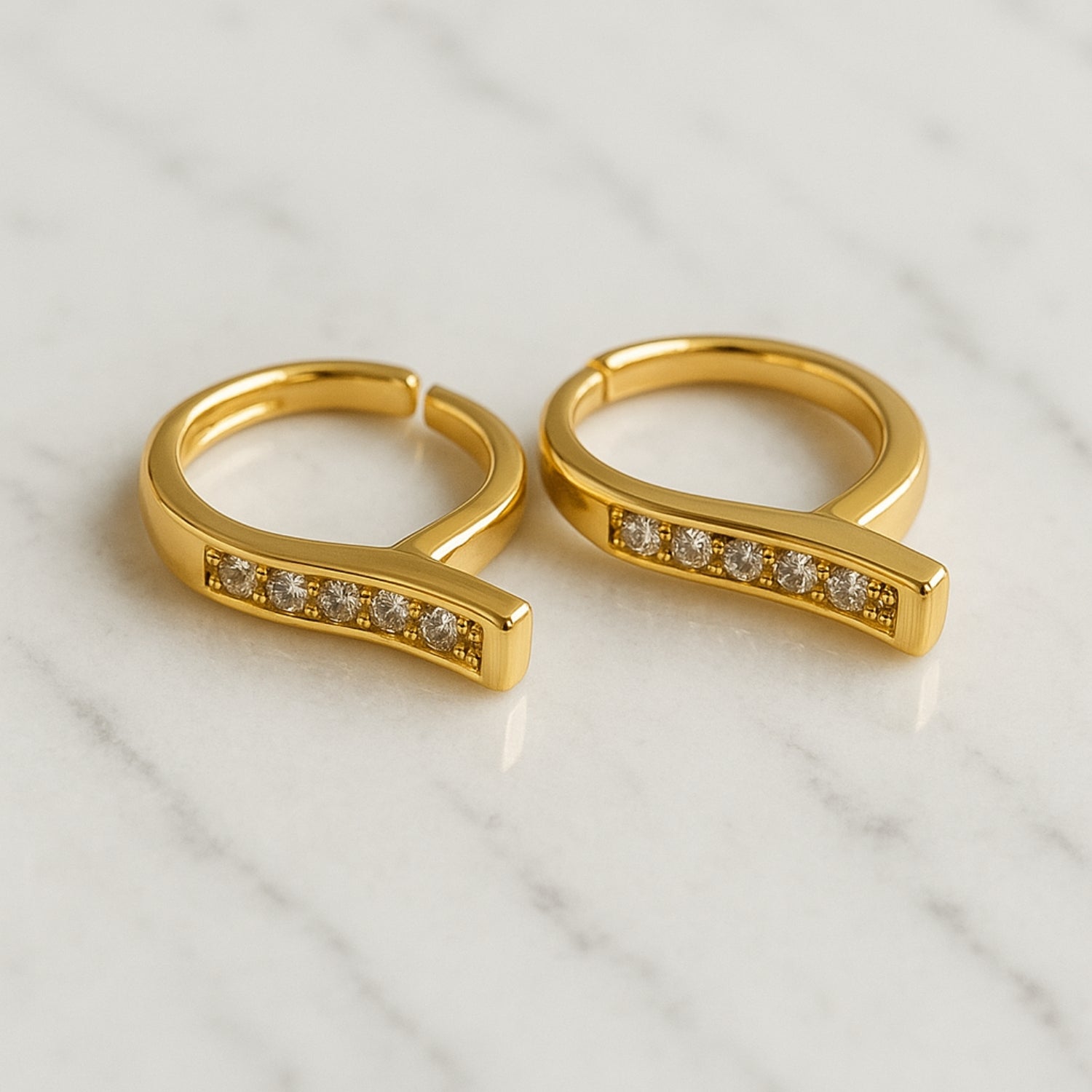 Women’s Asymmetric Pavé Bar Huggie Hoop Earrings – Gold-Tone Mini Hoops with Hinged Latch-Back, Lightweight Sparkle for Daily & Party Wear