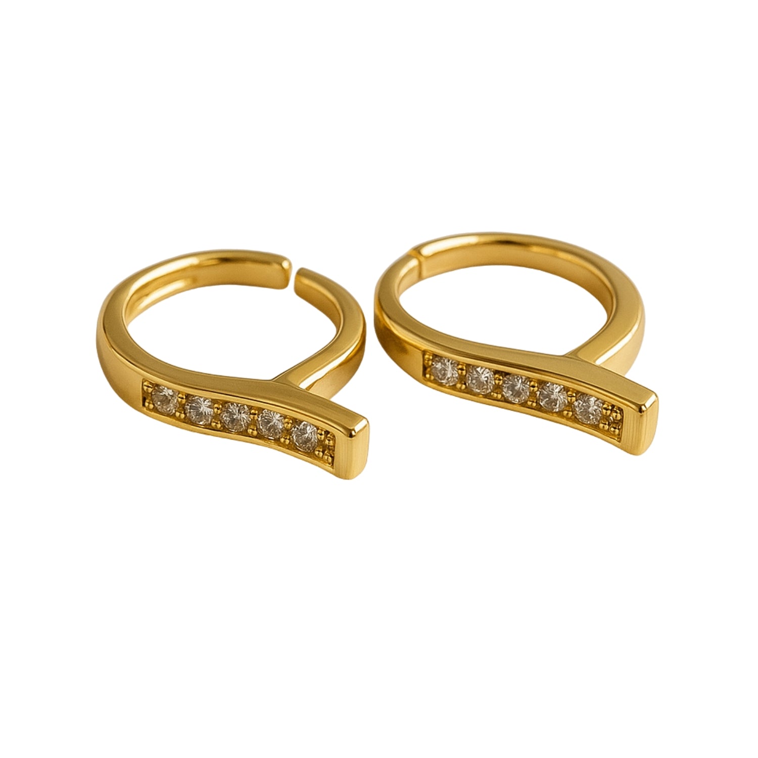 Women’s Asymmetric Pavé Bar Huggie Hoop Earrings – Gold-Tone Mini Hoops with Hinged Latch-Back, Lightweight Sparkle for Daily & Party Wear