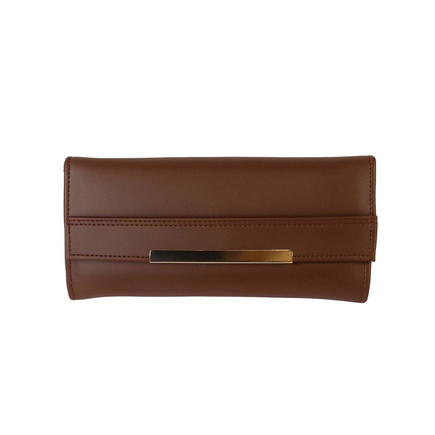 Sage Sleek Clutch with Gold Accent Bar – Minimalist Elegance
