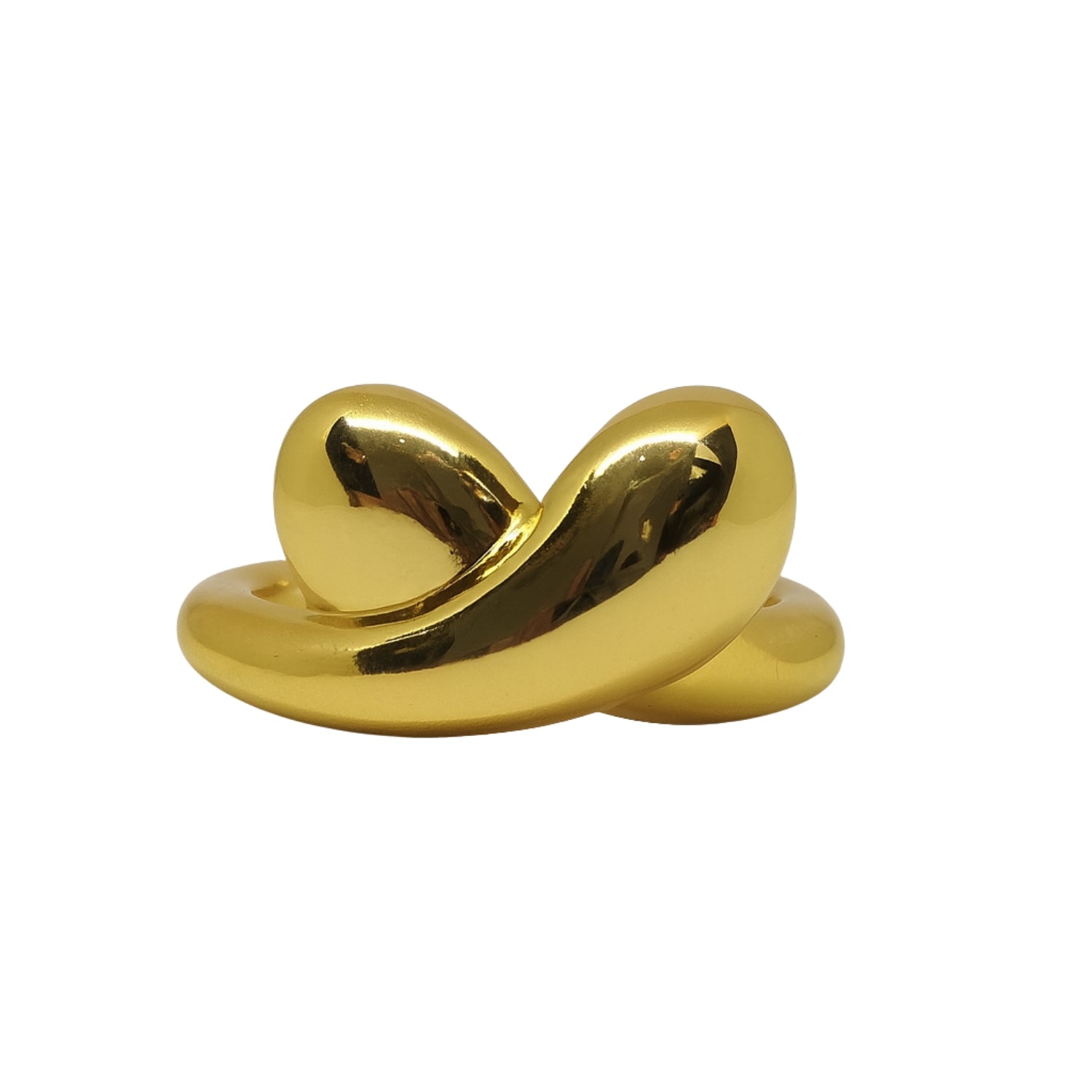 Bold Sculptural Crossover Ring for Women – High-Polish Gold-Tone Dome Statement Band