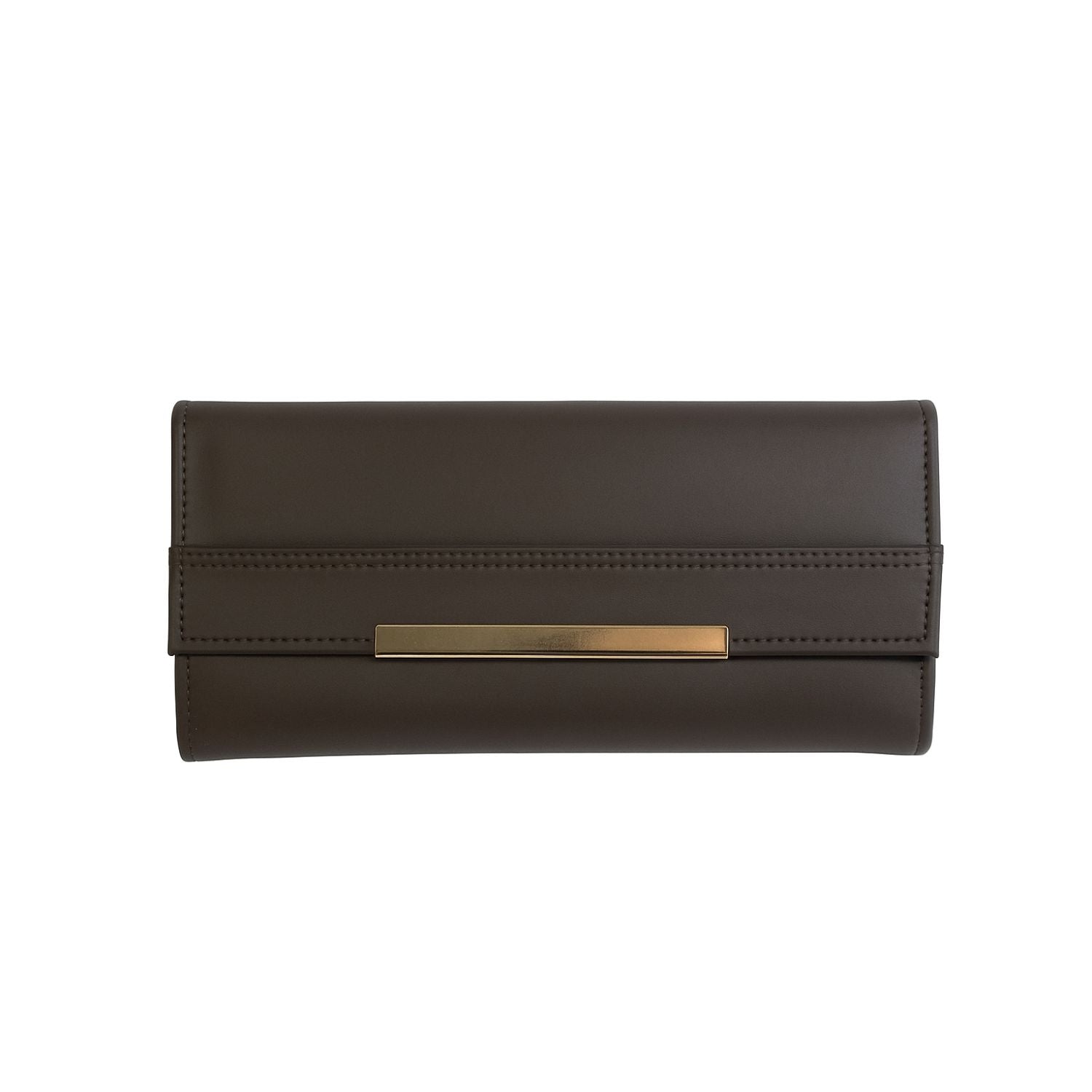 Sage Sleek Clutch with Gold Accent Bar – Minimalist Elegance
