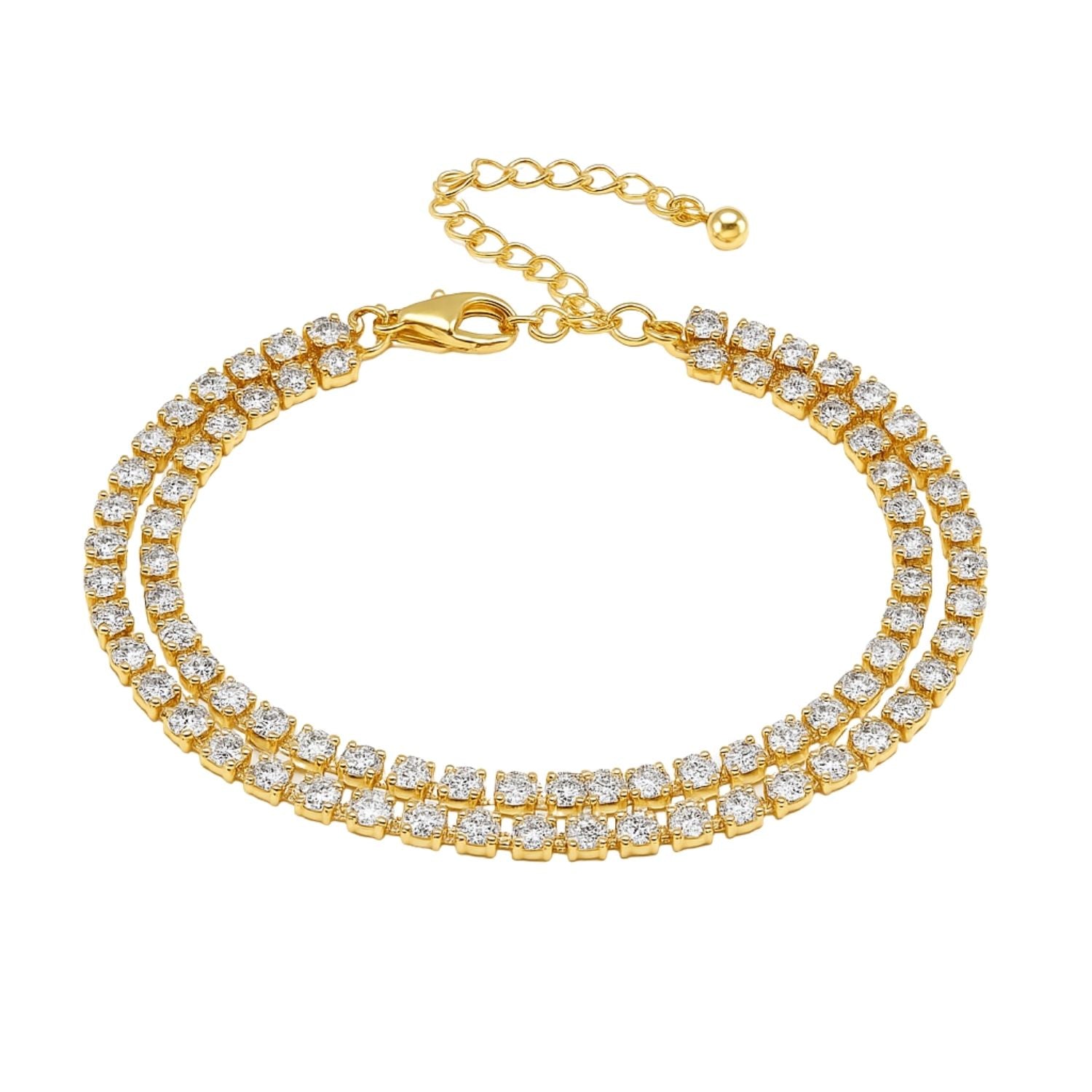 Gold-Plated Double Layer Diamond-Cut Anklet for Women & Girls