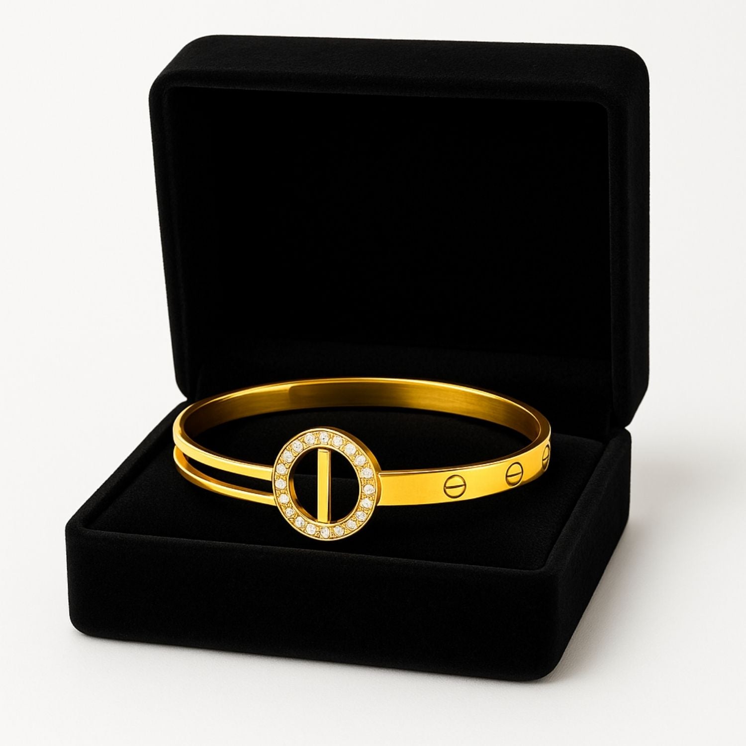 Gold Designer Screw Motif Bangle Bracelet – Sleek Modern Jewelry for Women & Girls