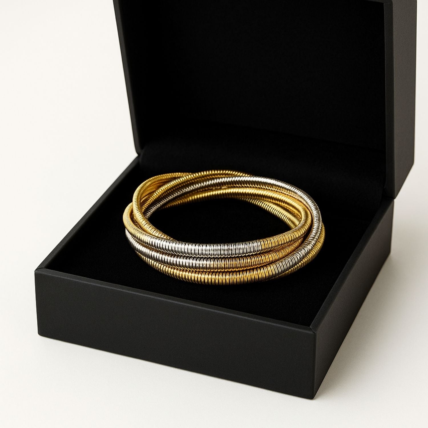 Convertible Dual-Tone Bracelet Necklace – Flexible Gold & Silver Coil Jewelry for Women & Girls
