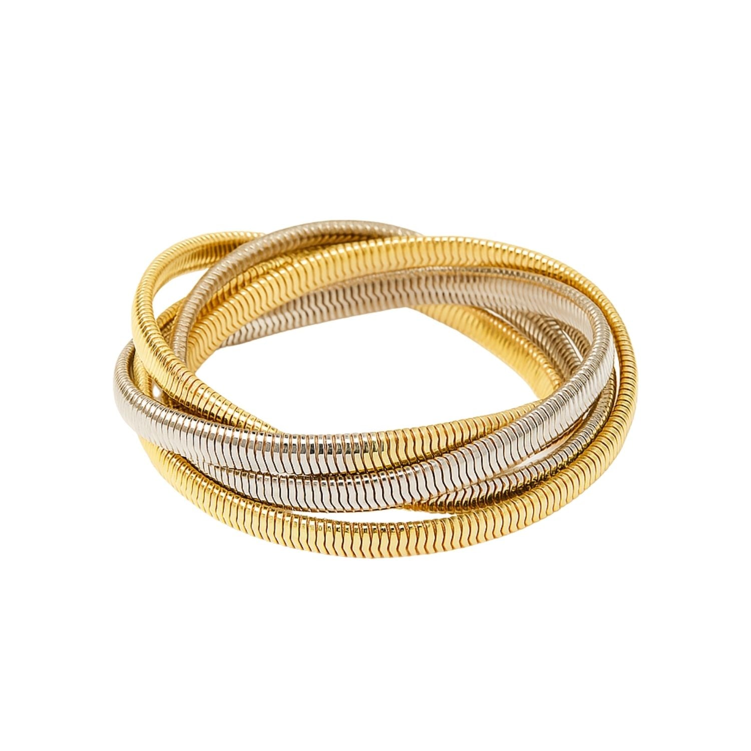 Convertible Dual-Tone Bracelet Necklace – Flexible Gold & Silver Coil Jewelry for Women & Girls