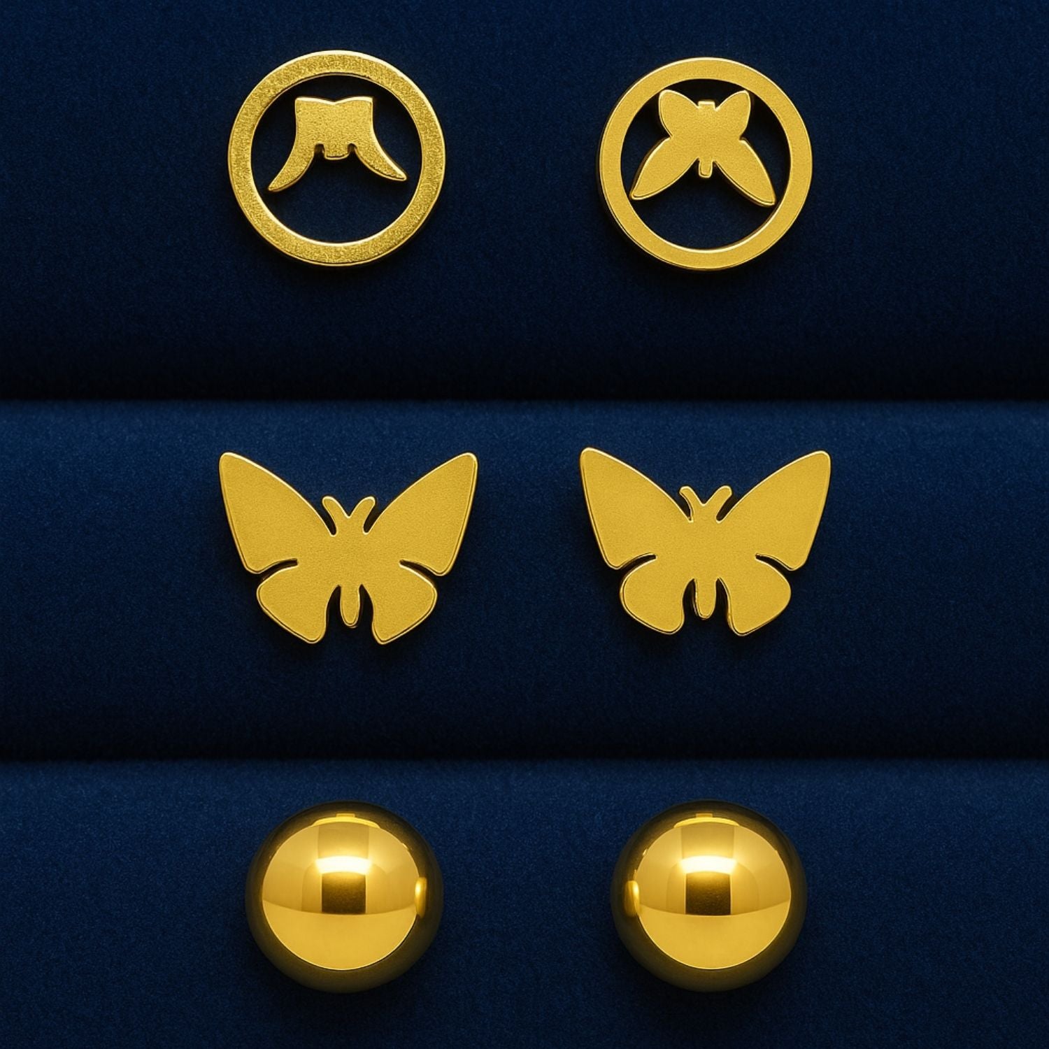 Gold Earring Combo Set – 6 Pairs of Hoops & Studs for Women & Girls