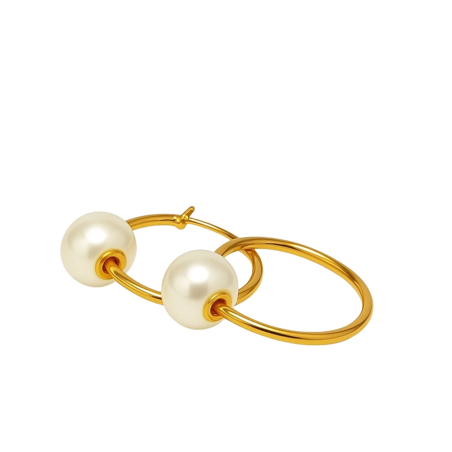 Gold Hoop Pearl Earrings – Elegant White Pearl Hoops for Women & Girls