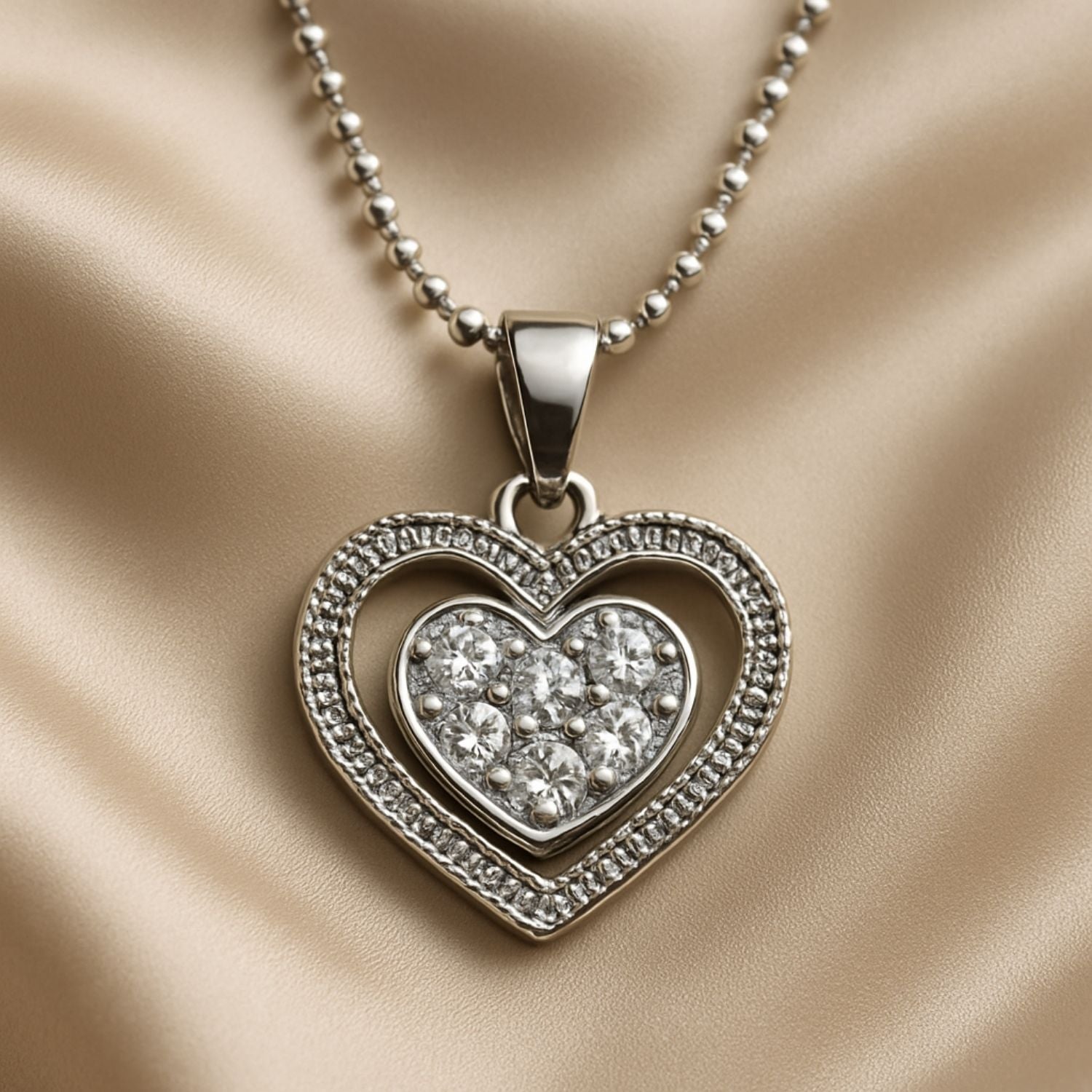 Double Heart Pendant Necklace – Sterling Elegance