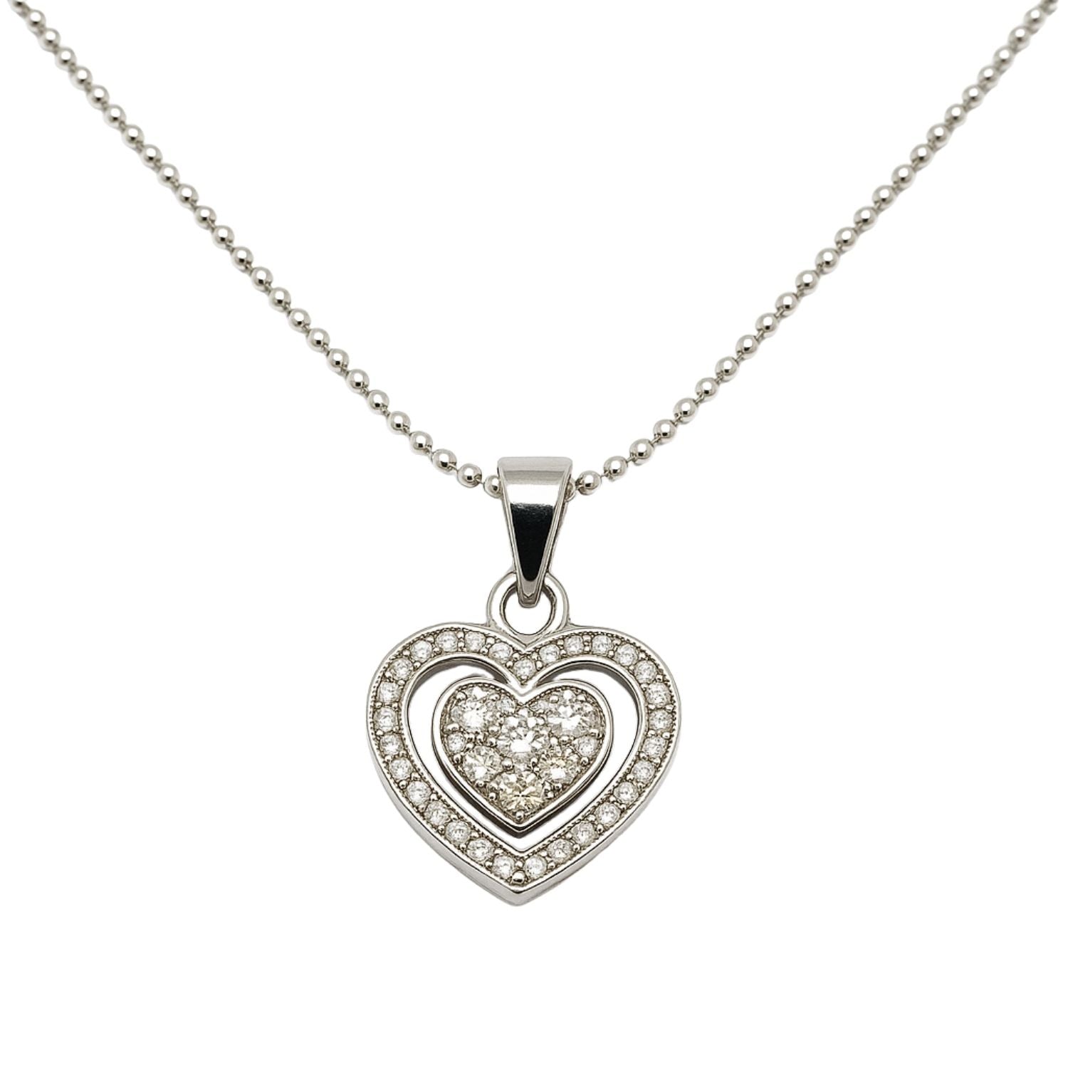Double Heart Pendant Necklace – Sterling Elegance