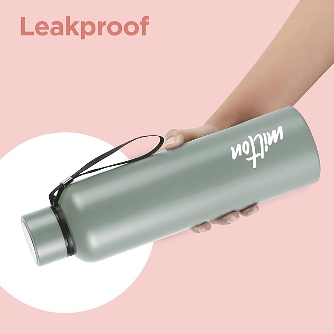 Milton Aura 1000 Thermosteel Water Bottle 1050 ml, 24 Hr Hot and Cold I Leak Proof Lid, ISI Certified I Vacuum Insulated I for Office, Gym, School