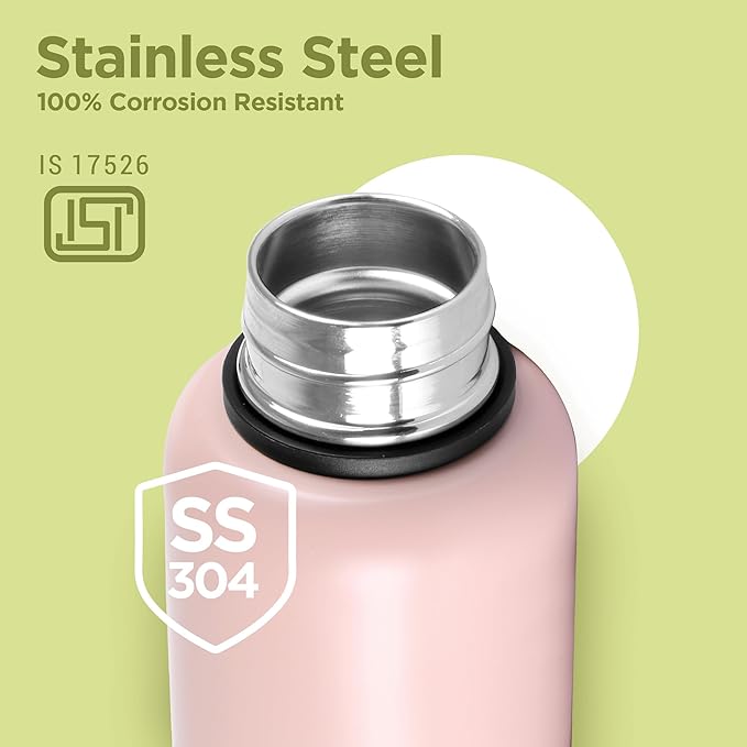 Milton Aura 1000 Thermosteel Water Bottle 1050 ml, 24 Hr Hot and Cold I Leak Proof Lid, ISI Certified I Vacuum Insulated I for Office, Gym, School