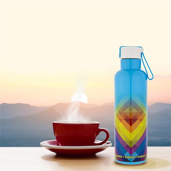 Dubblin Bang Bang Stainless Steel Double Wall Vacuum Insulated BPA Free Water Bottle with Anti Skid Bottom & Leak Proof Lid, Sports Thermos Flask Keeps Hot 12 Hours, Cold 24 Hours(900ml)